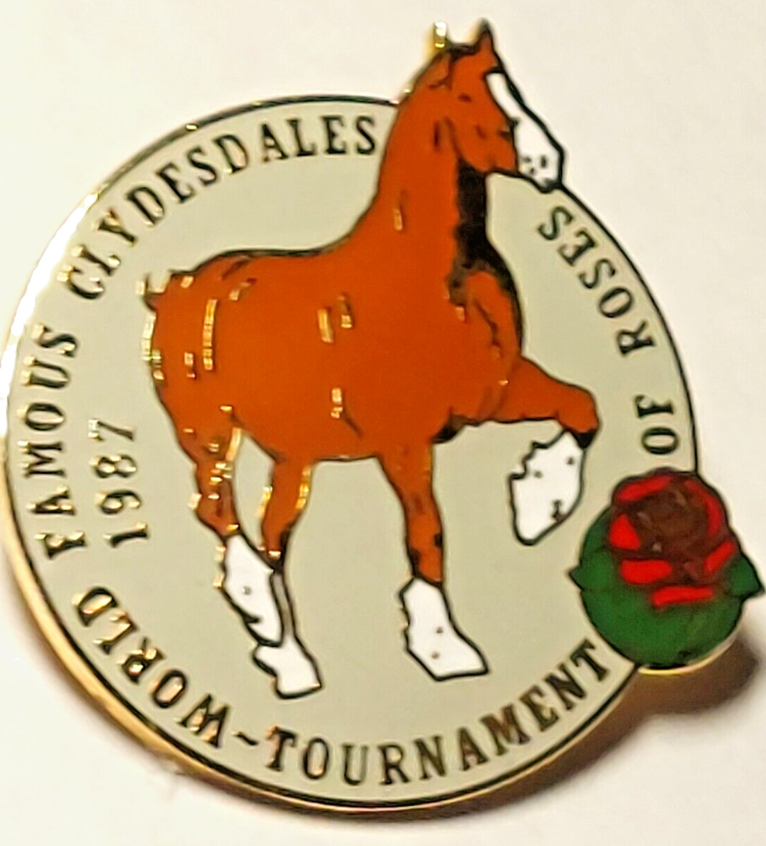 Rose Parade 1987 WORLD FAMOUS CLYDESDALES. 98th TOR Lapel Pin (082723)