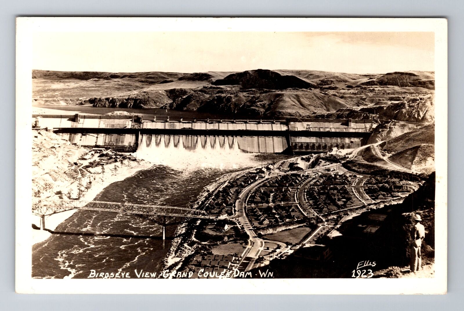 Coulee Dam WA-Washington RPPC, Birdseye View, Antique, Vintage Postcard