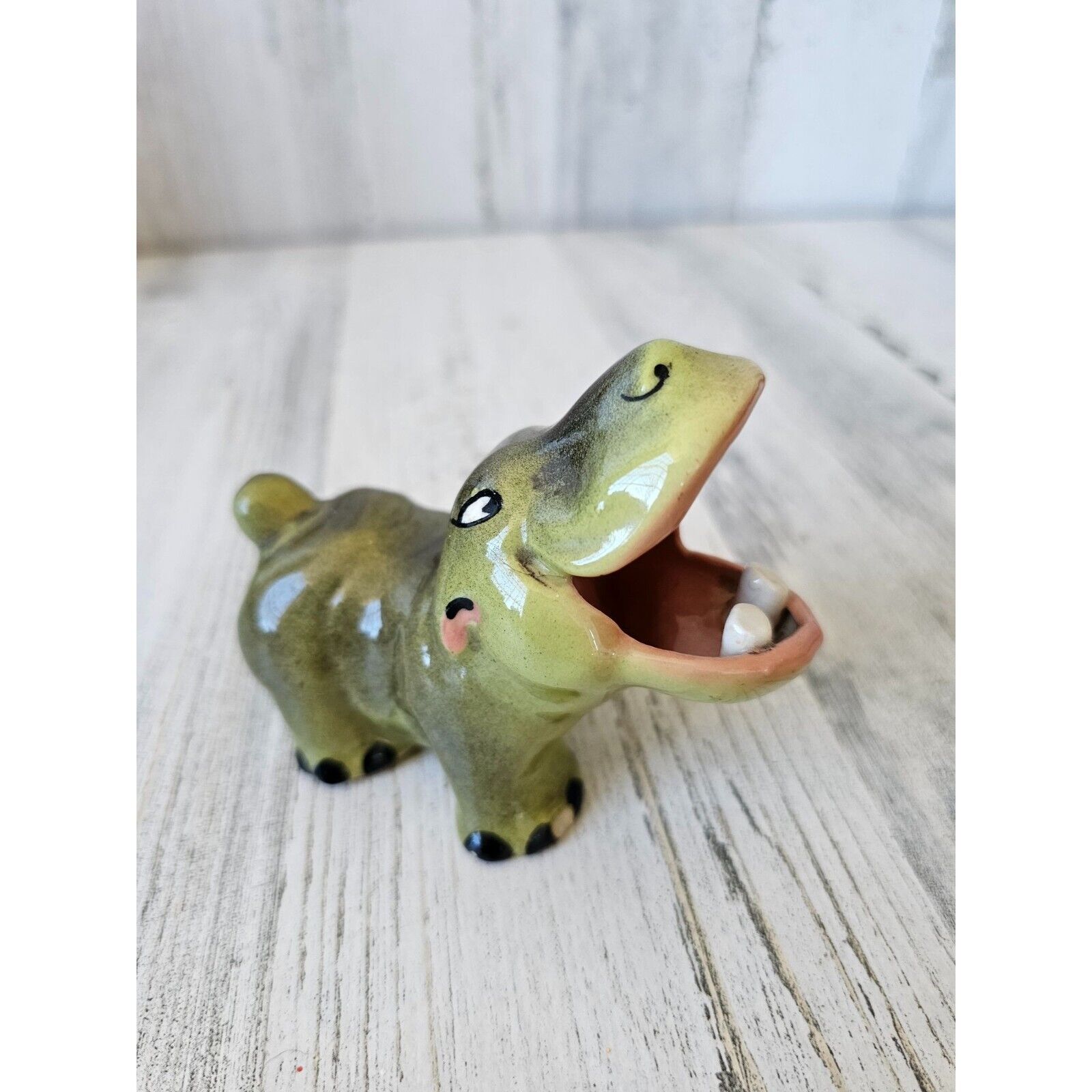 Art studio hippo vintage ceramic figurine unique