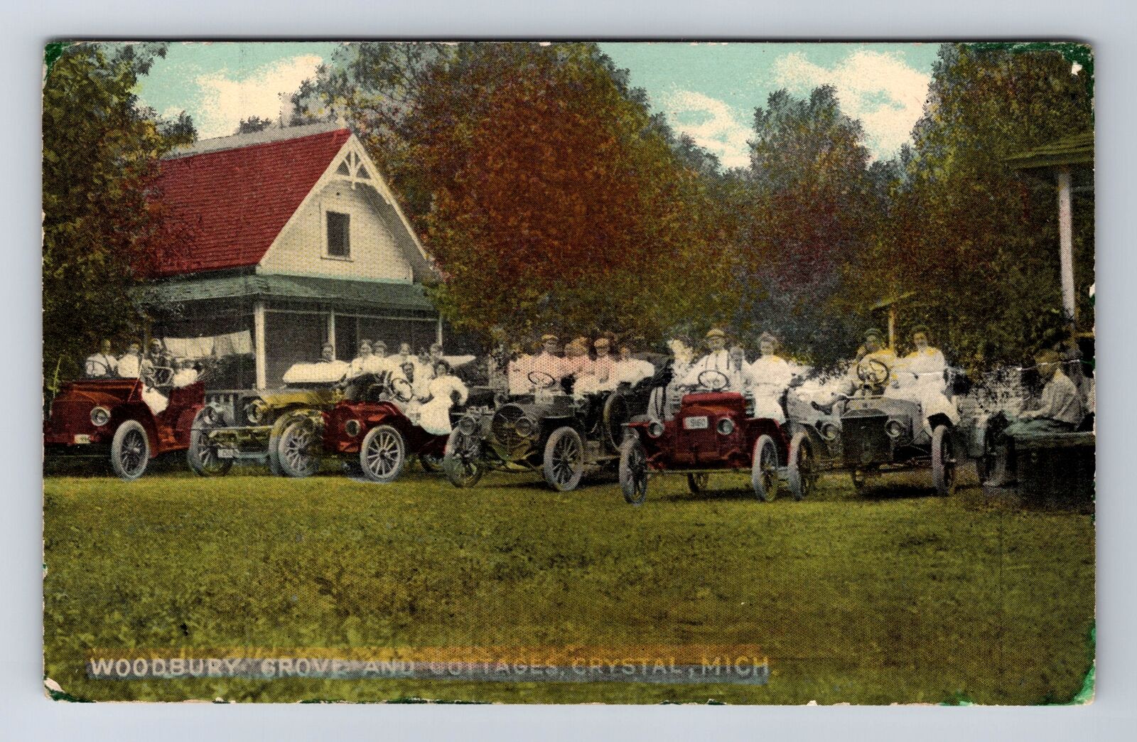 Crystal MI-Michigan, Woodbury Grove & Cottages Antique Souvenir Vintage Postcard