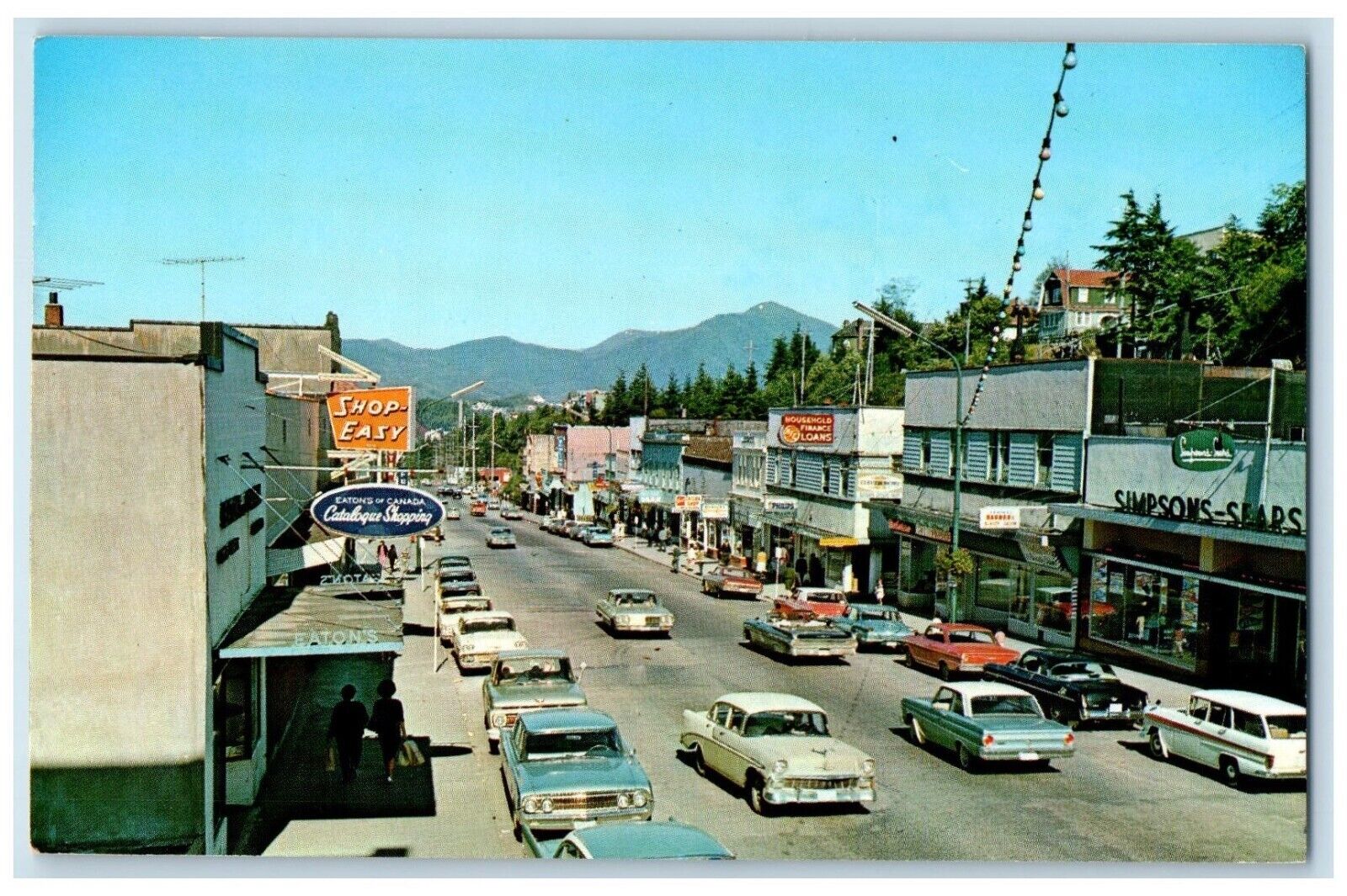 1974 Looking Down Third Avenue West Shop Easy Prince Rupert B.C. Canada Postcard