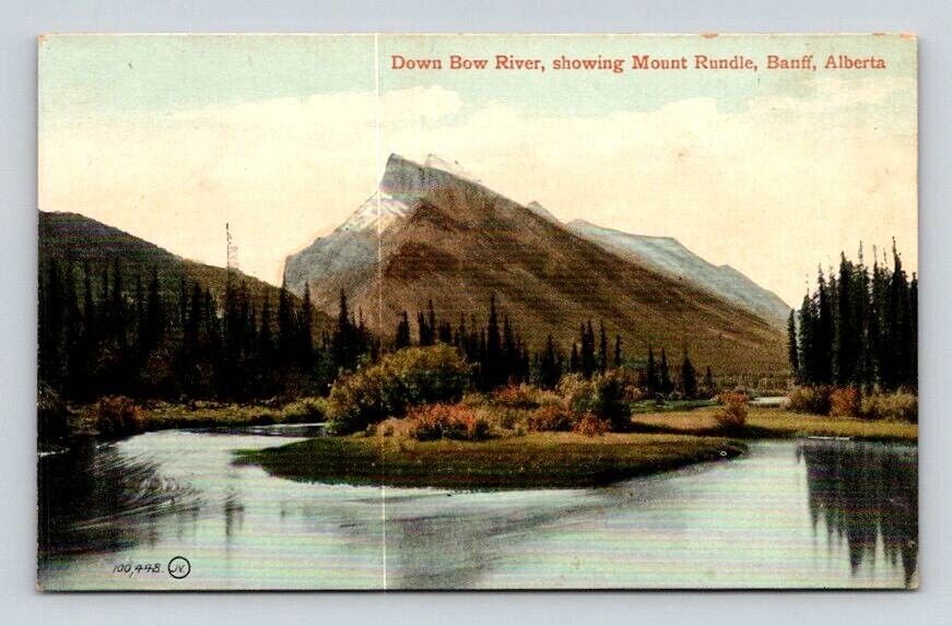 Bow River Mount Rundle Banff, Alberta B.C. Canada - Valentine & Sons Postcard