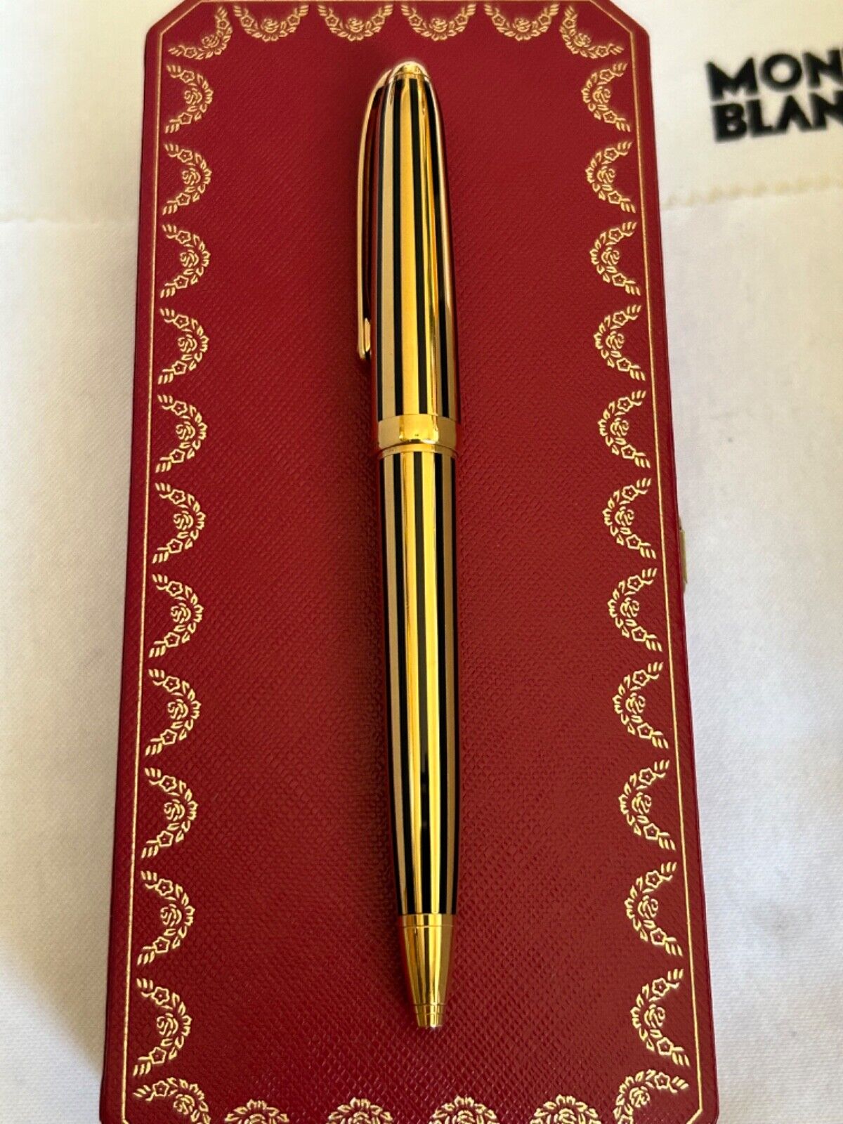 Louis Cartier gold/black lacquer stripes LE 1847 BP-Exc. Condition