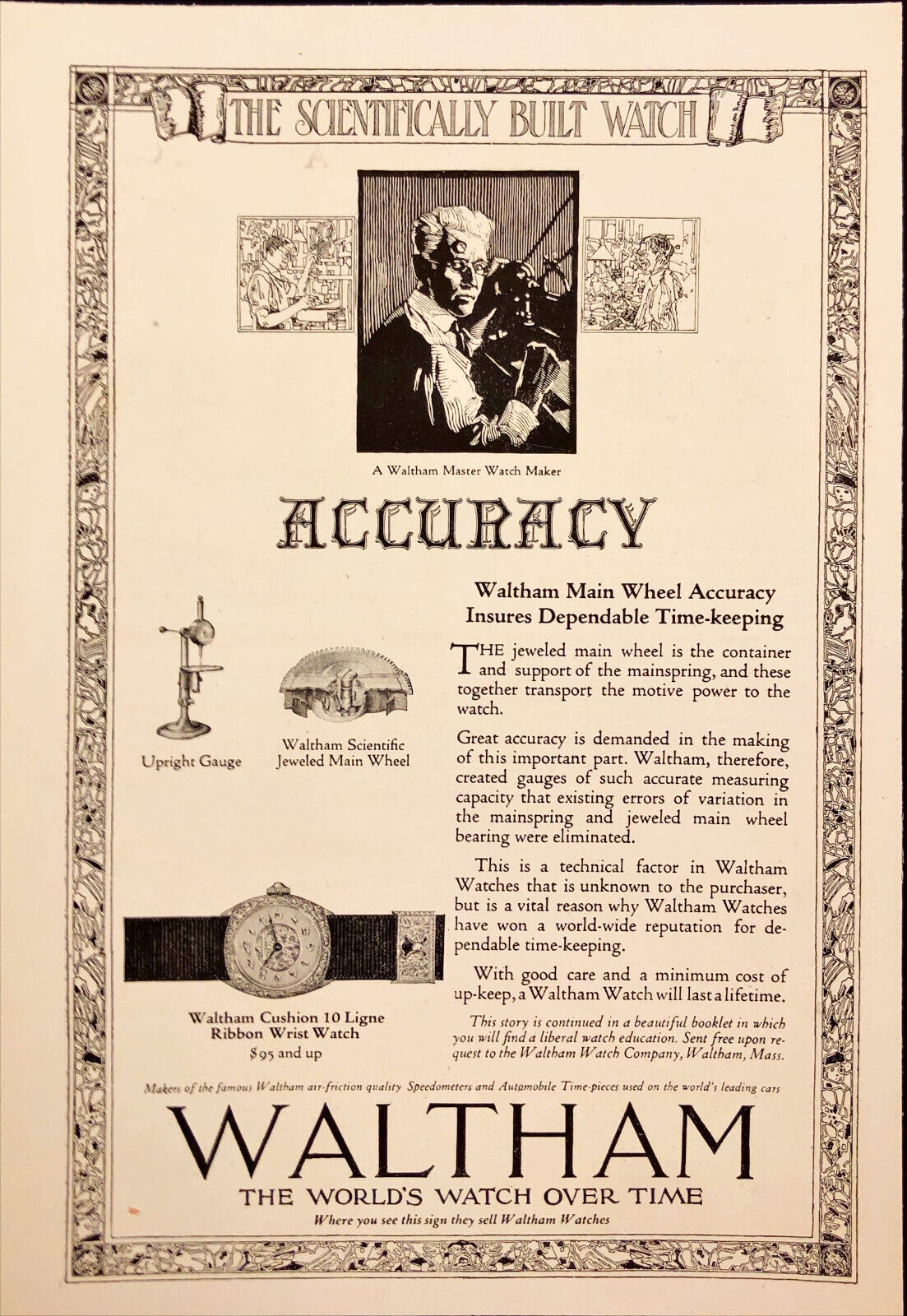 1921 Waltham Watches Master Watch Maker Vintage Print Ad