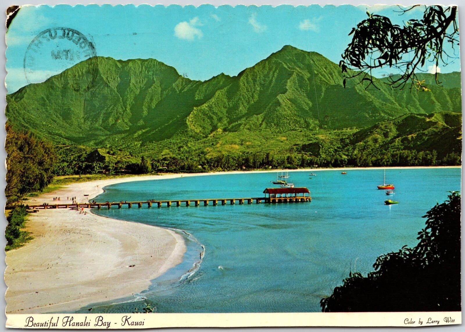 1976 Hanalei Bay Island of Kauai Hawaii HI Garden Spots Mountain Posted Postcard
