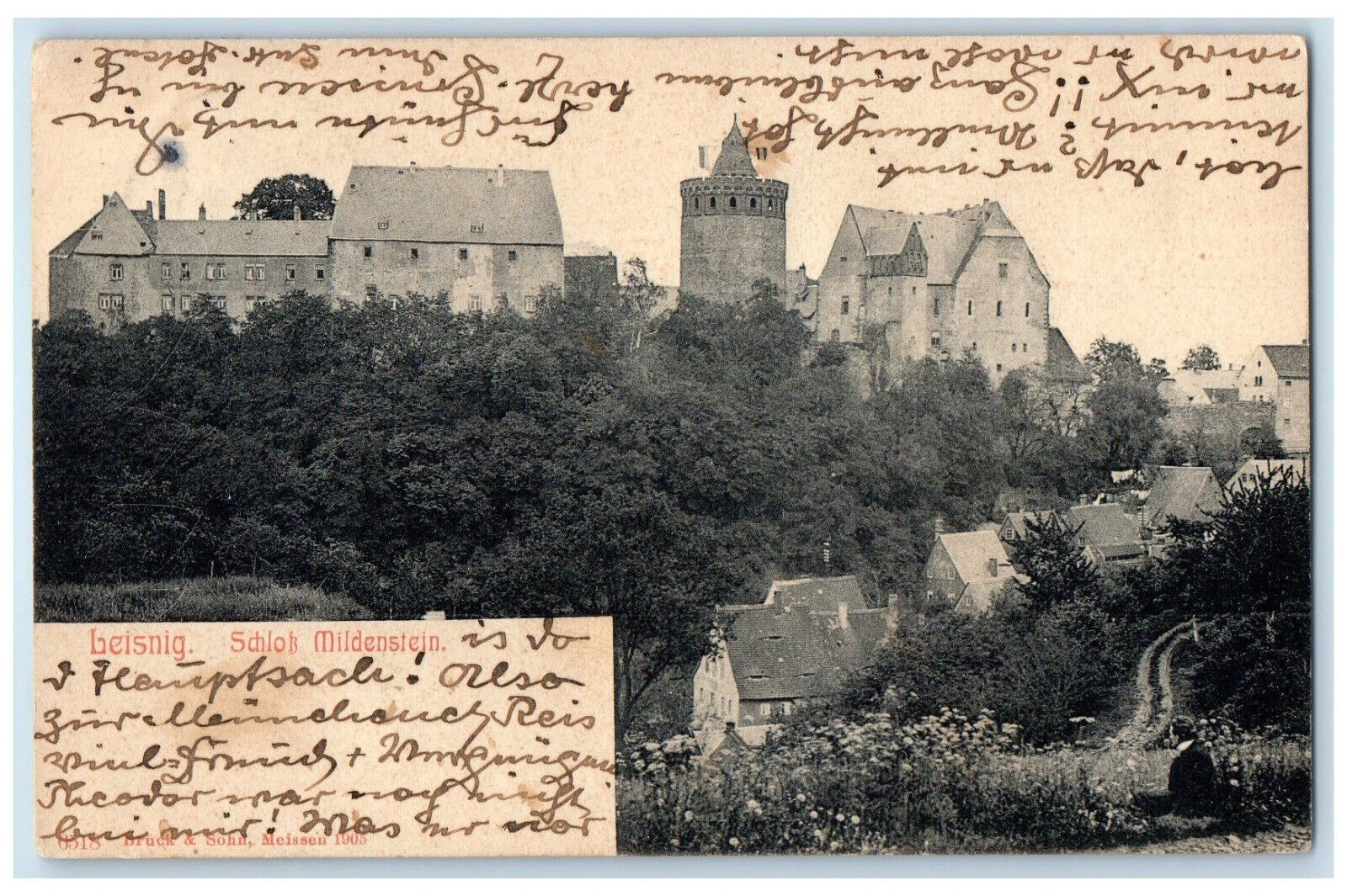 1903 Mildenstein Castle Leisnig Saxony Germany Posted Antique Postcard