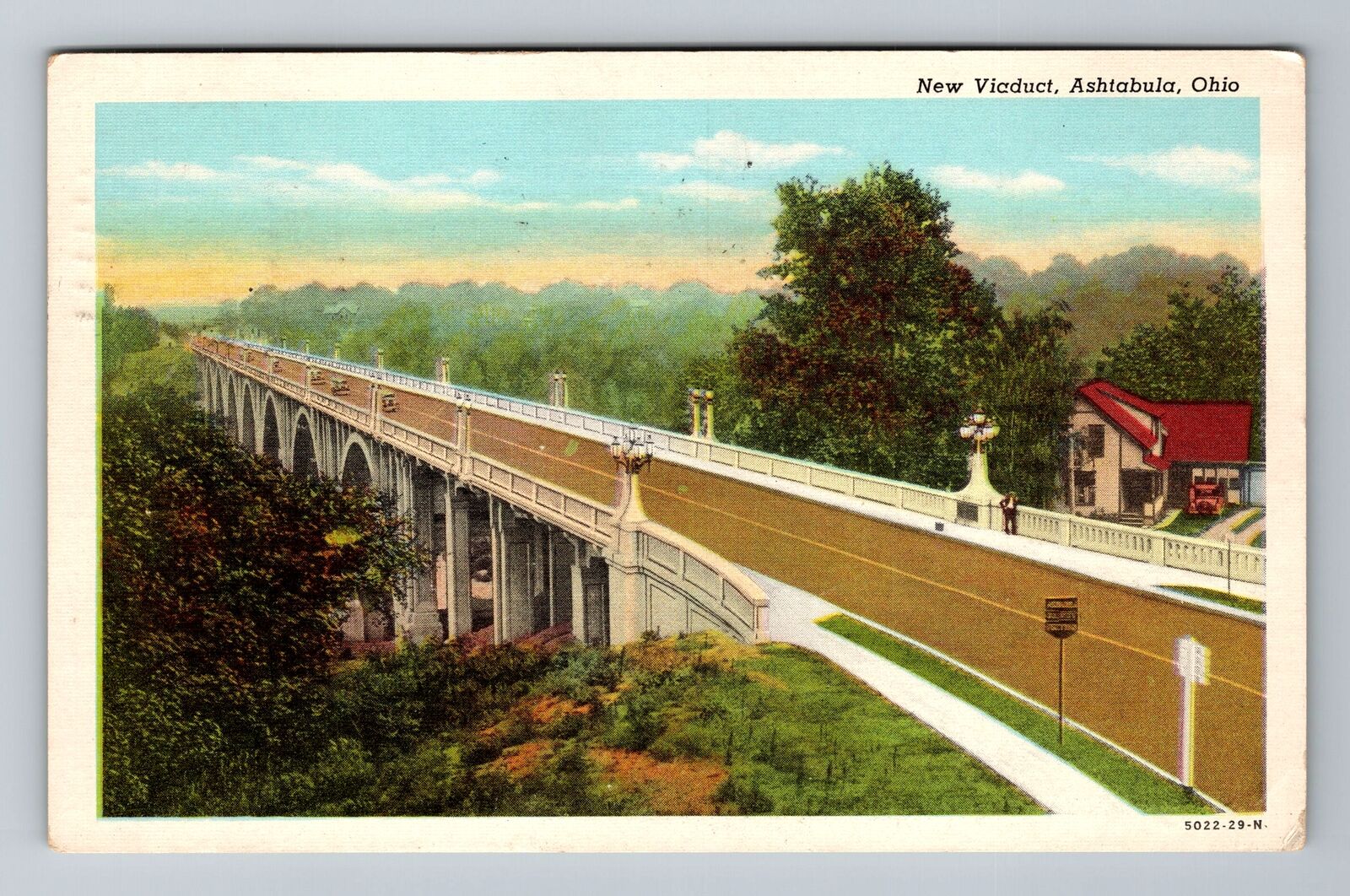 Ashtabula OH-Ohio, New Viaduct, c1950 Antique Vintage Souvenir Postcard