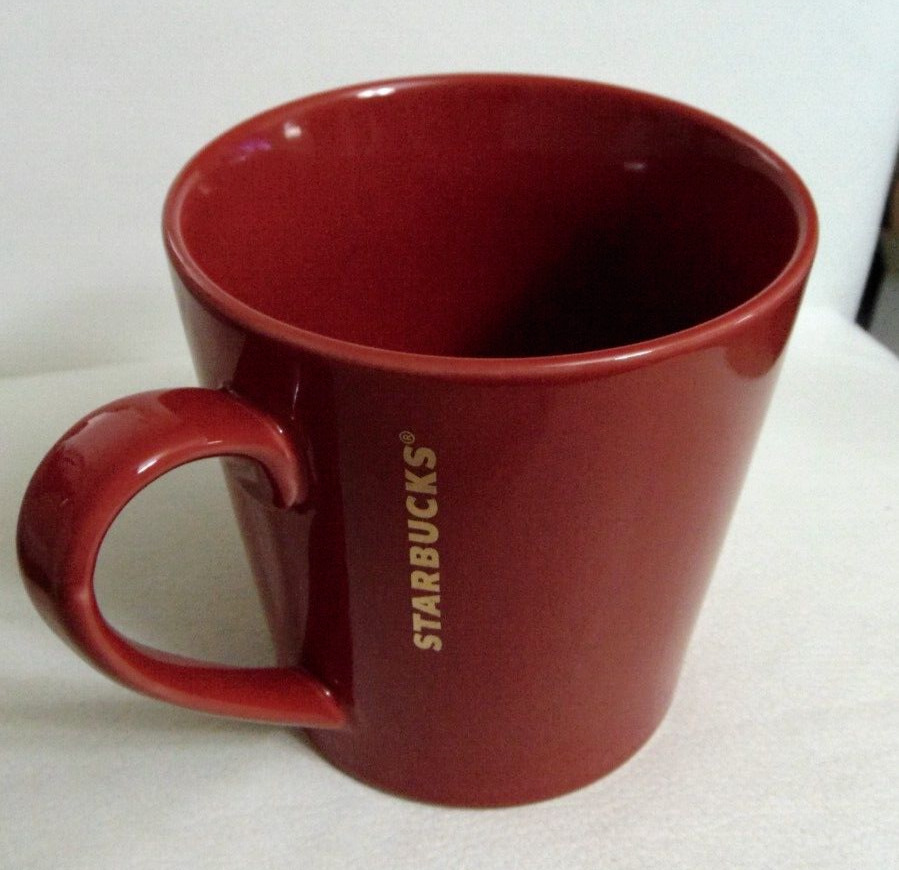 STARBUCKS coffee  cup red / gold 18 oz MUG   2014 ** always   🎁
