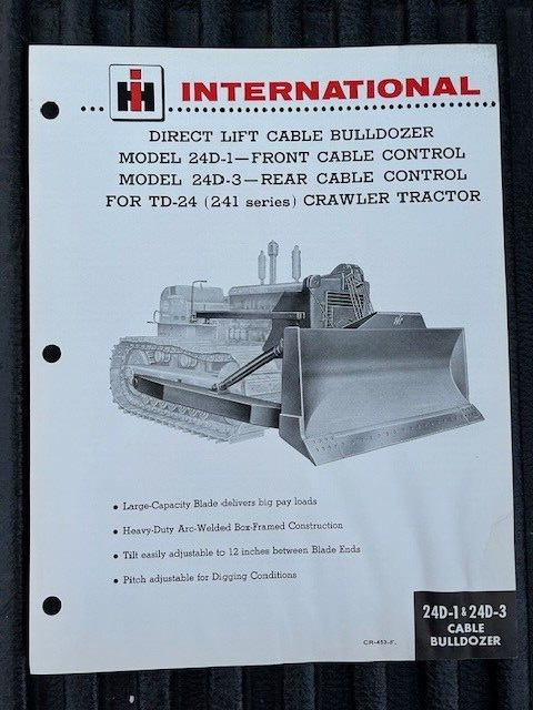 Vintage Rare IH International Harvester Cable Bulldozer TD-24 Crawler Flyer