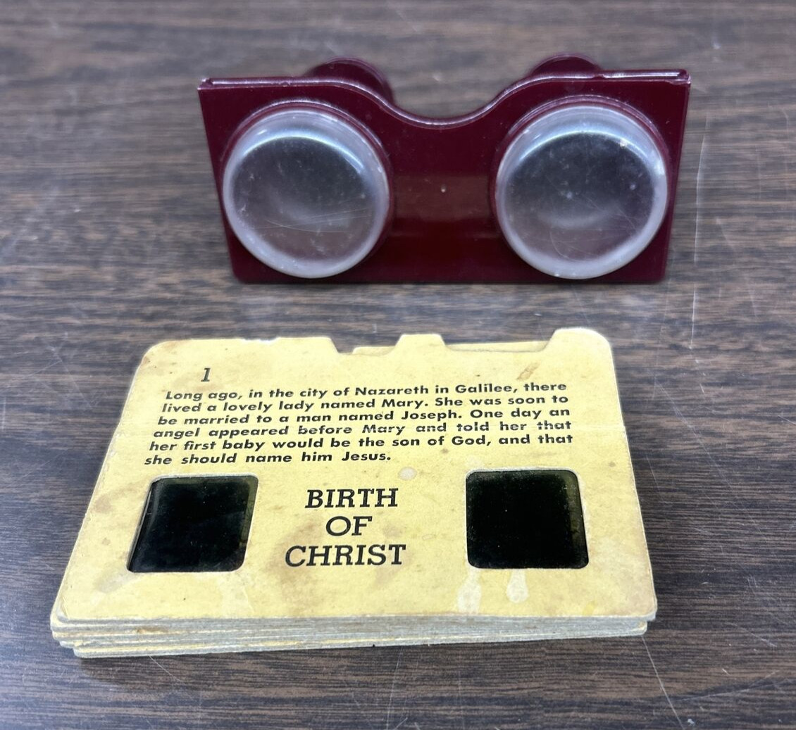 Vintage 3-D Viewer and Slides Depicting the Birth of Christ