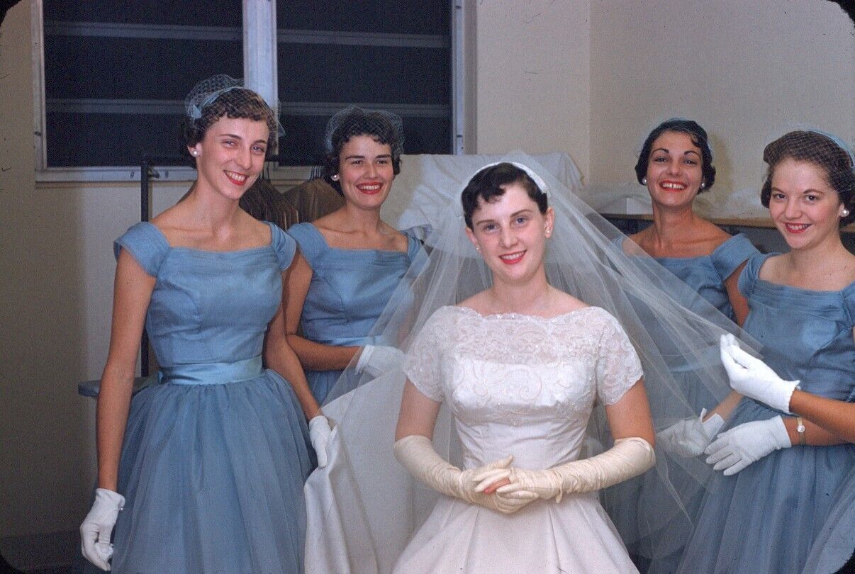 1958 Bride and Bridesmaids Before Wedding #2 Vintage 35mm Slide