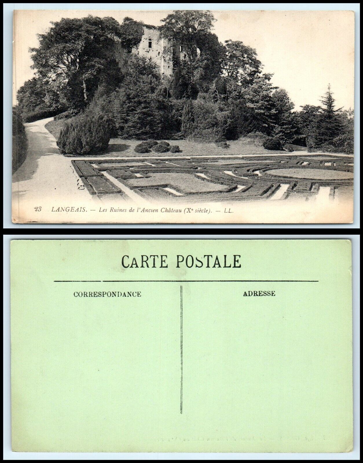 FRANCE Postcard - Langeais, Les Ruines de l\'Ancien Chateau FF10