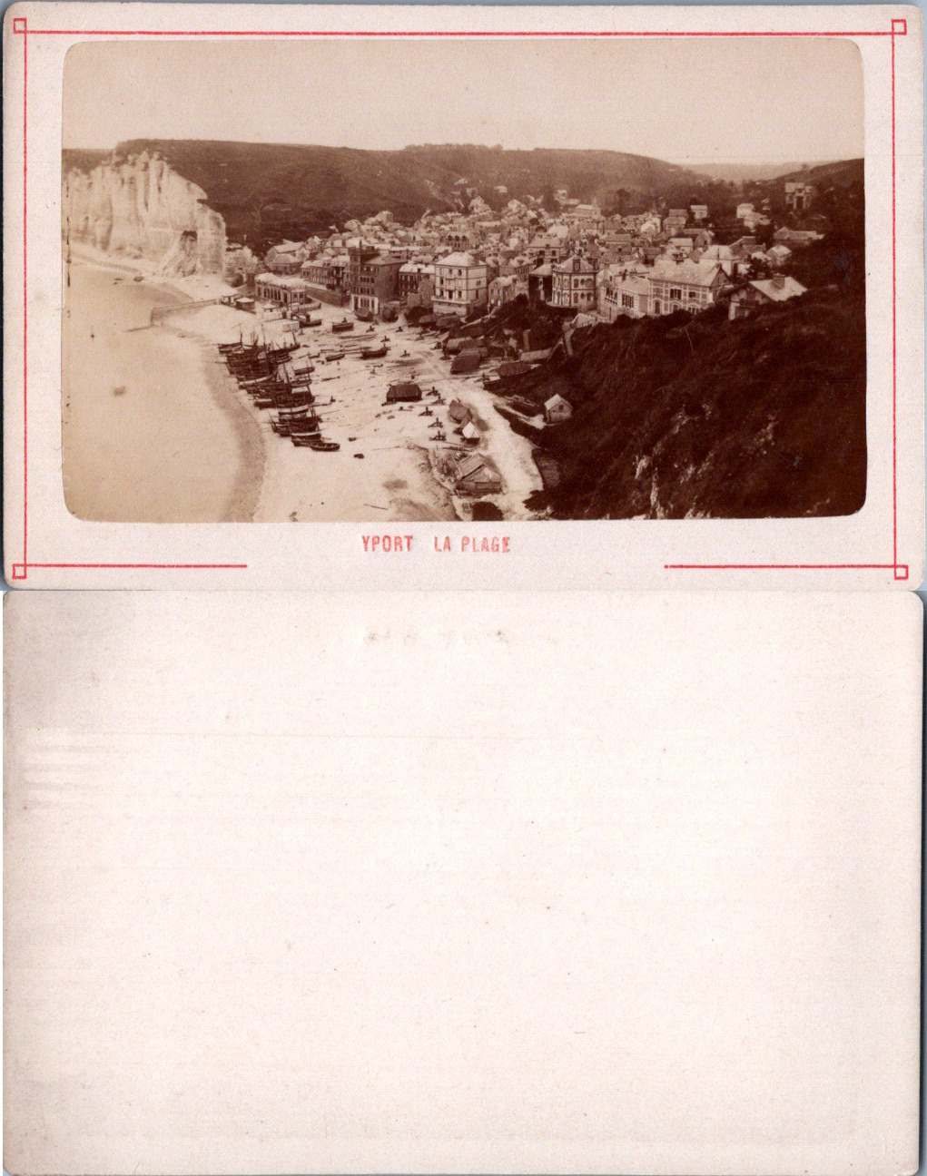 France, Normandy, Yport, the beach, villas and cliff, circa 1875 Vintage CDV al