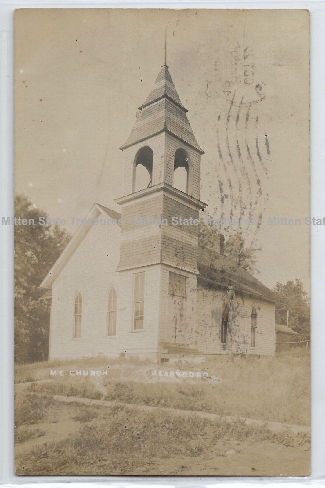Methodist Church, Searsboro, Iowa; Poweshiek history photo postcard RPPC %