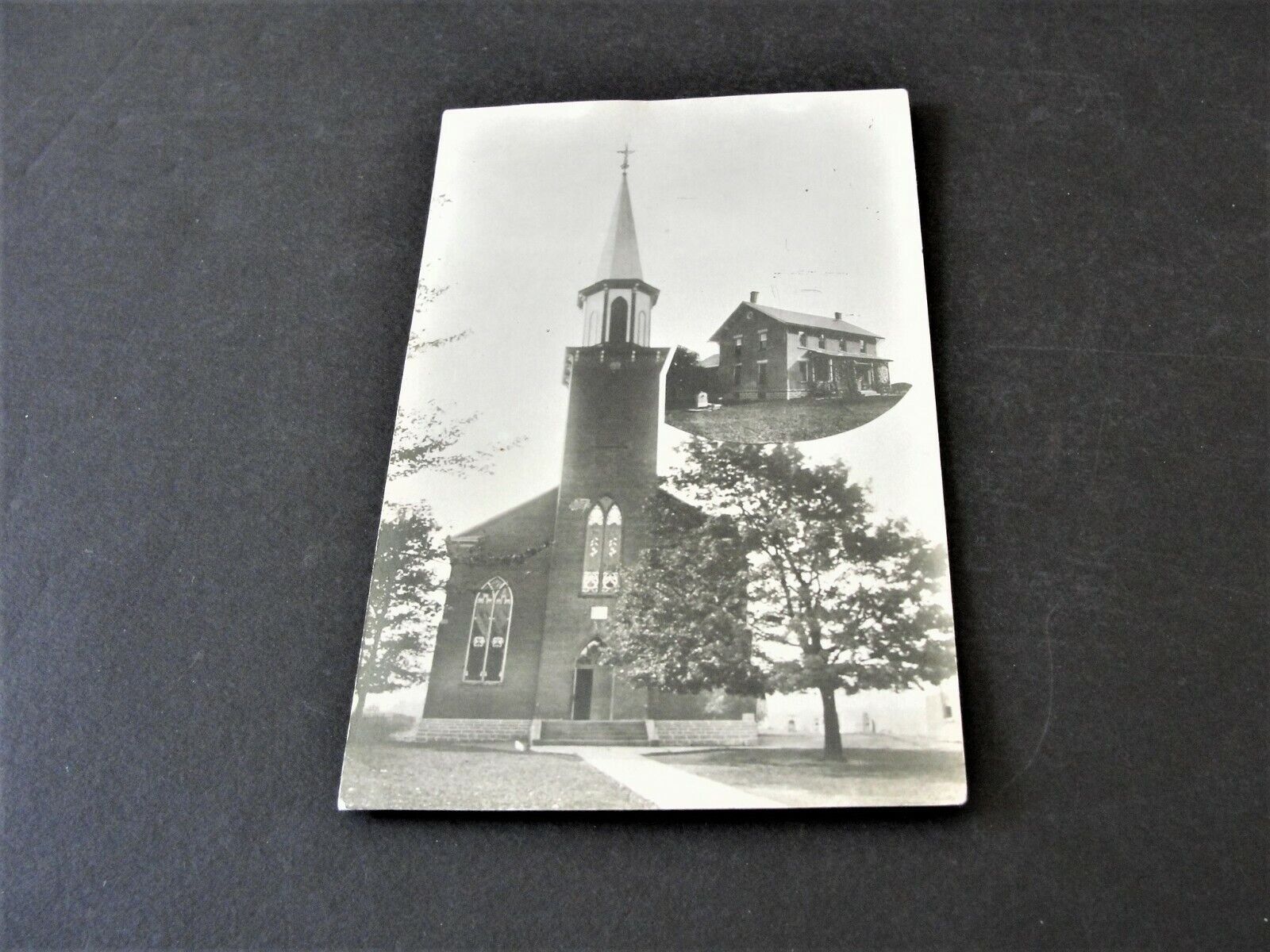 View of Christ Church Exterior - Real Photo Postcard-Stamp Box-AZO (1904-1918). 