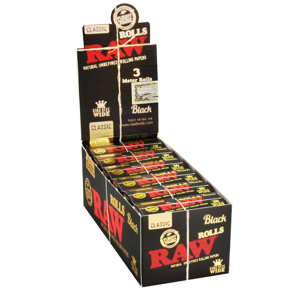 RAW Black Rolls Rolling Papers -3M/King Size Wide 12PC DISP-