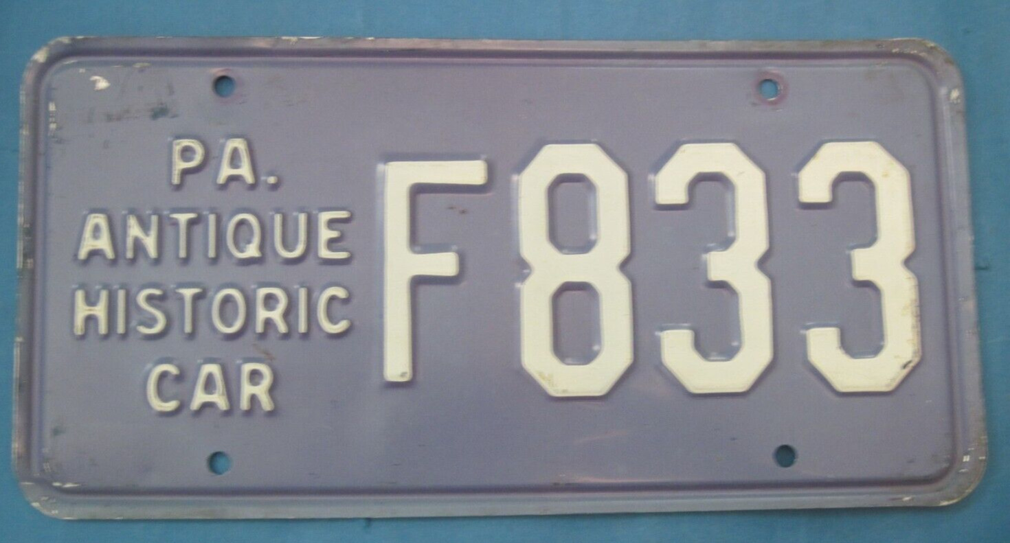 Purple Pennsylvania Historic Car license plate nice original