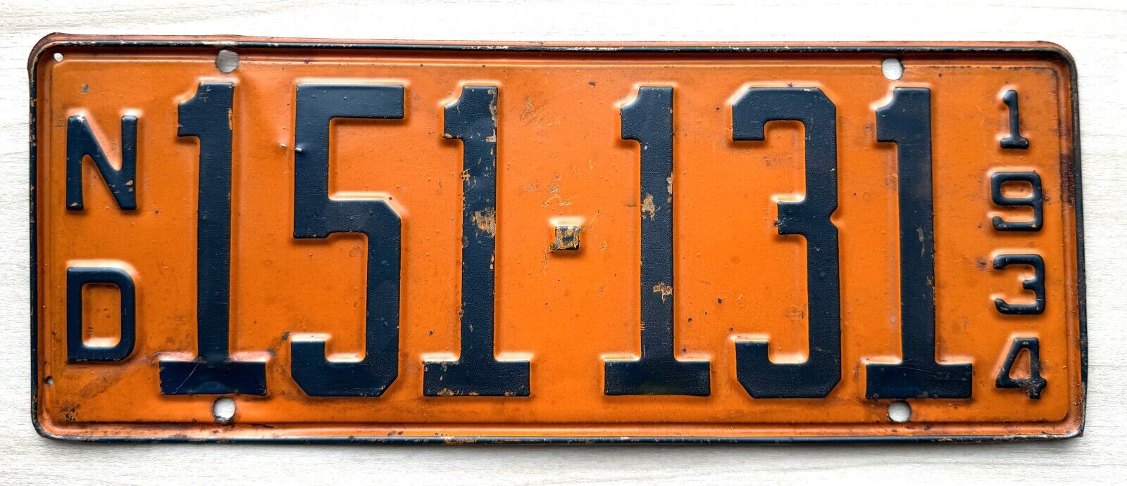 1934 North Dakota License Plate  - Nice Original Paint