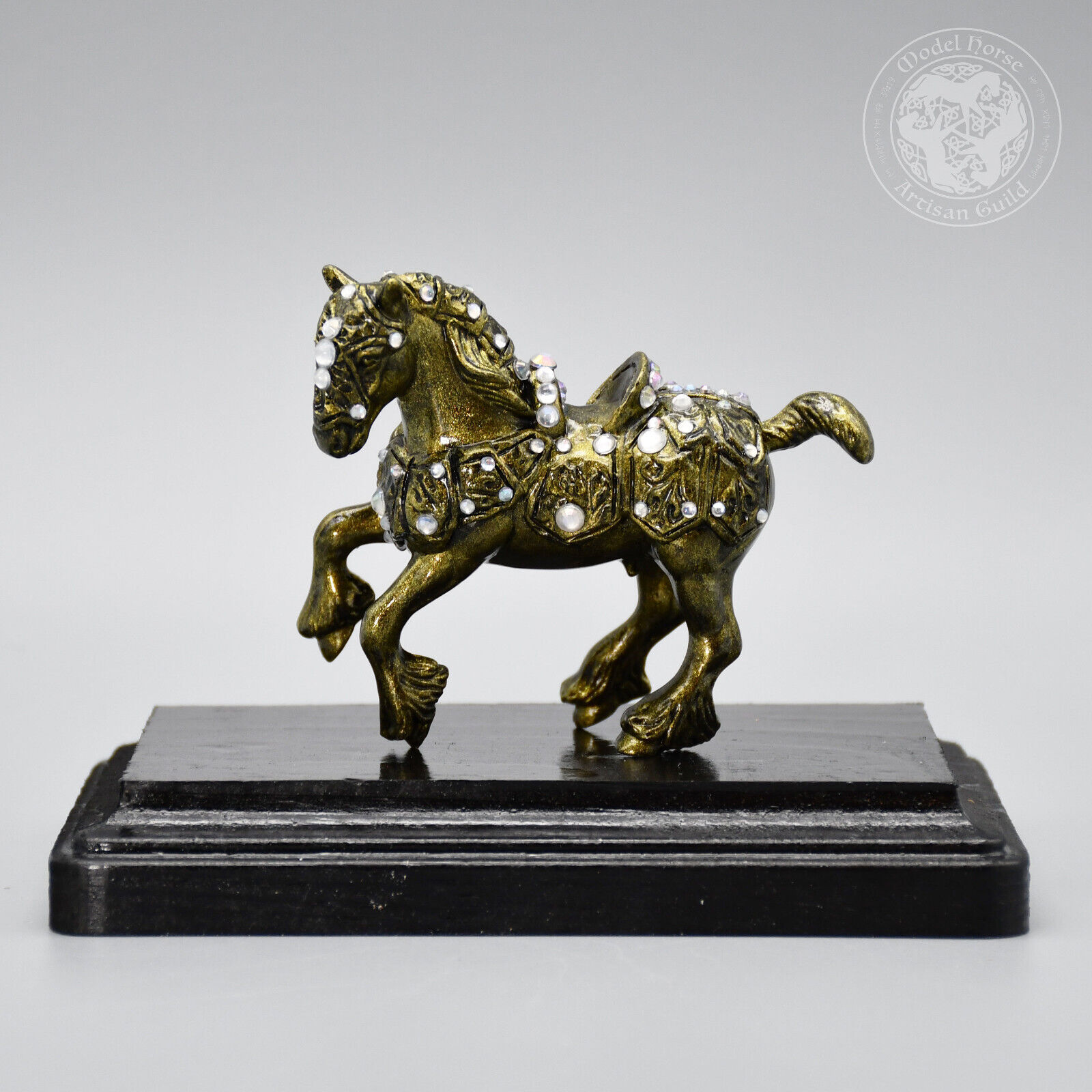 Custom G2 Clydesdale Stablemate Breyer Horse - Bronze Jewel Encrusted - 1:32