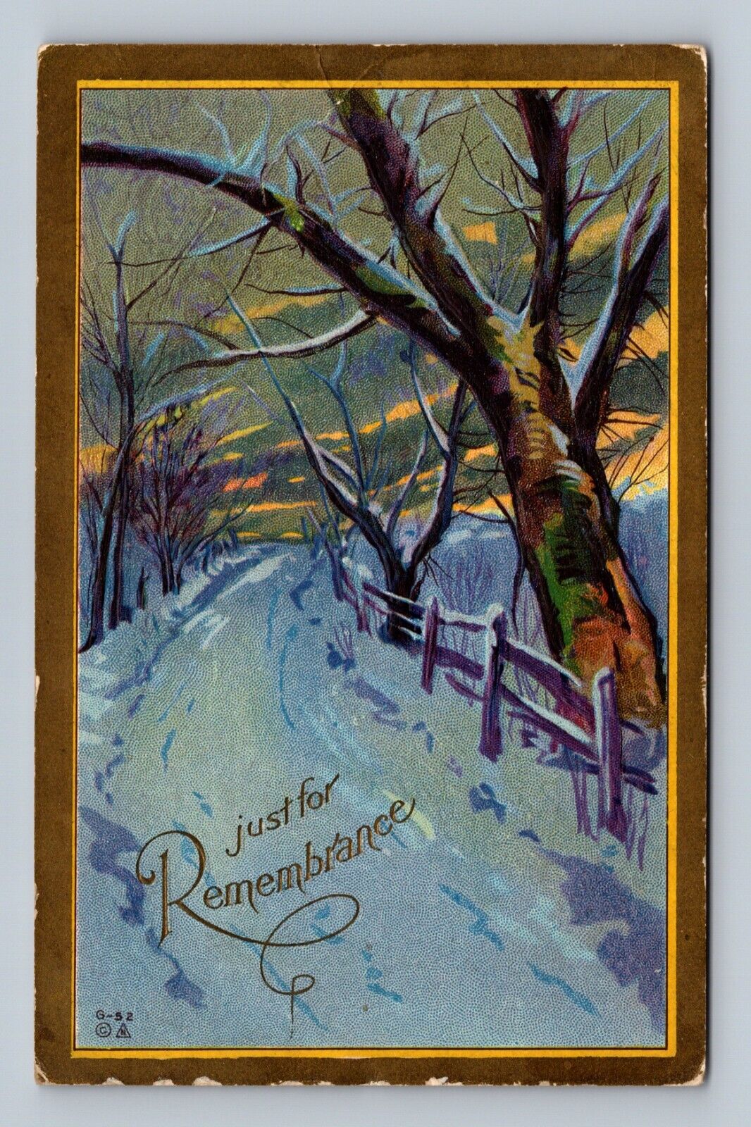 Vintage Just for Remembrance Embossed Postcard Tree