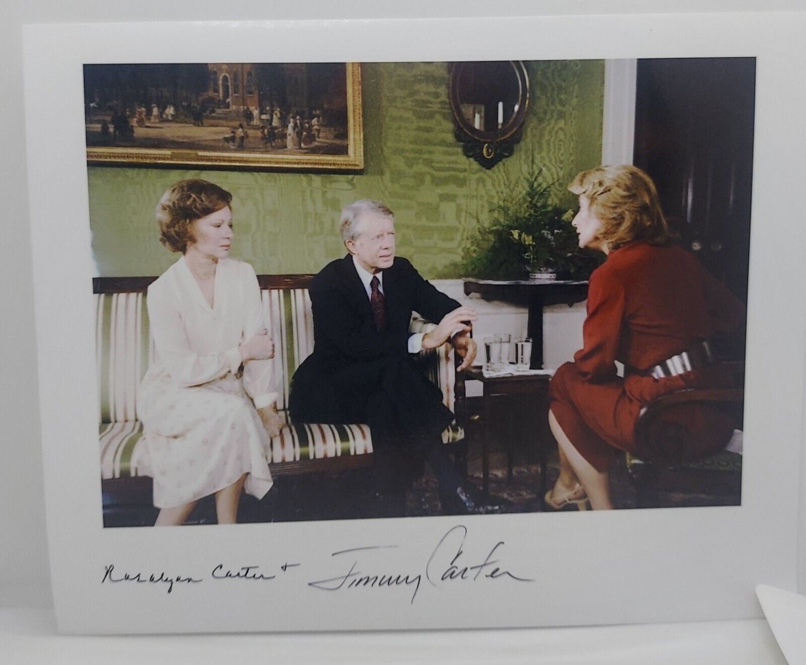 President Jimmy Carter & First Lady Rosalynn Carter Signed Photo Barbara Walters