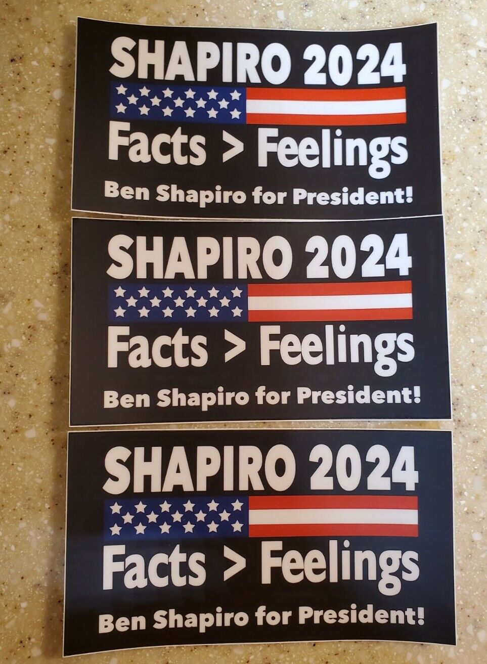 Shapiro 2024 For President Bumper Stickers 3 PACK LOT NEO-CON BEN SHAPIRO HD 