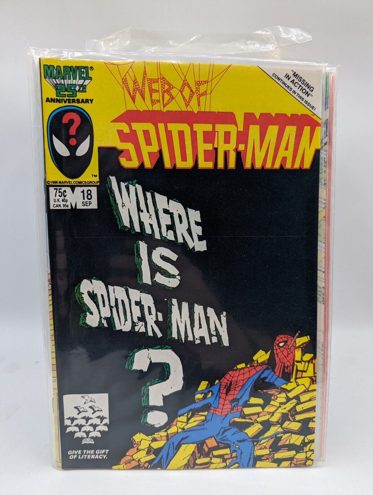 Web of Spider-Man #18 1st slight cameo appearance Eddie Brock Marvel 1986