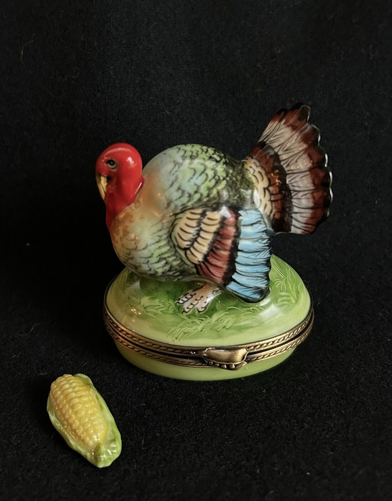 BEAUCHAMP Colorful Turkey With Corn-Peint Main Limoges