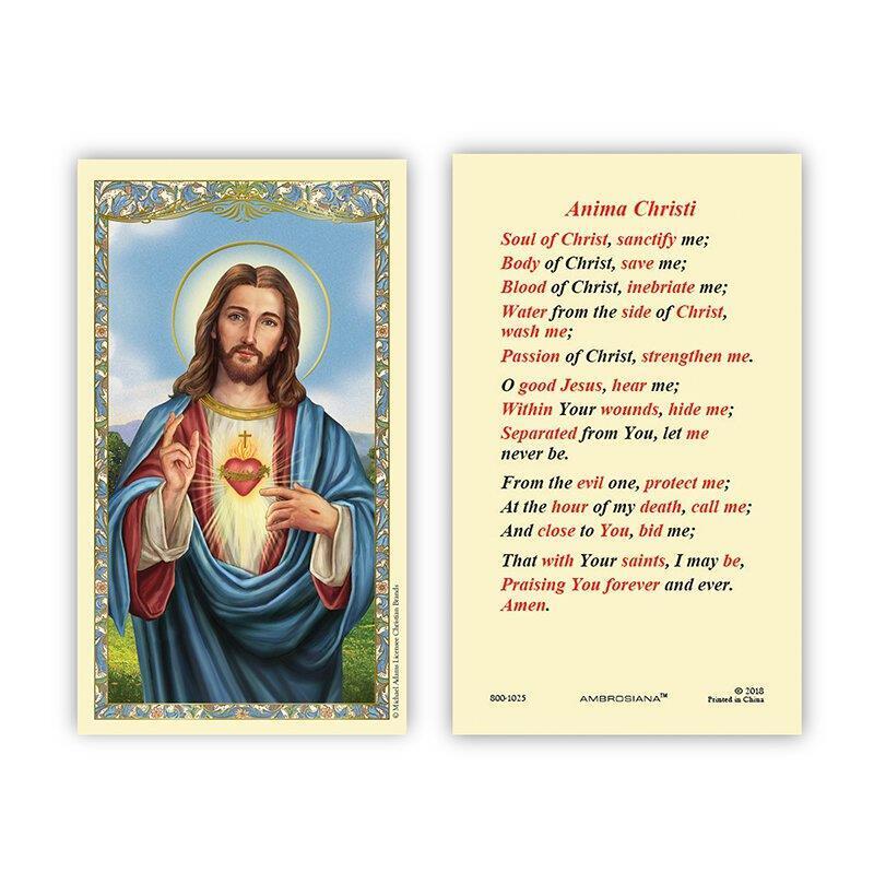 Sacred Heart Anima Christi Holy Card Size 2.675 in W x 4.375 in H Pack of 25