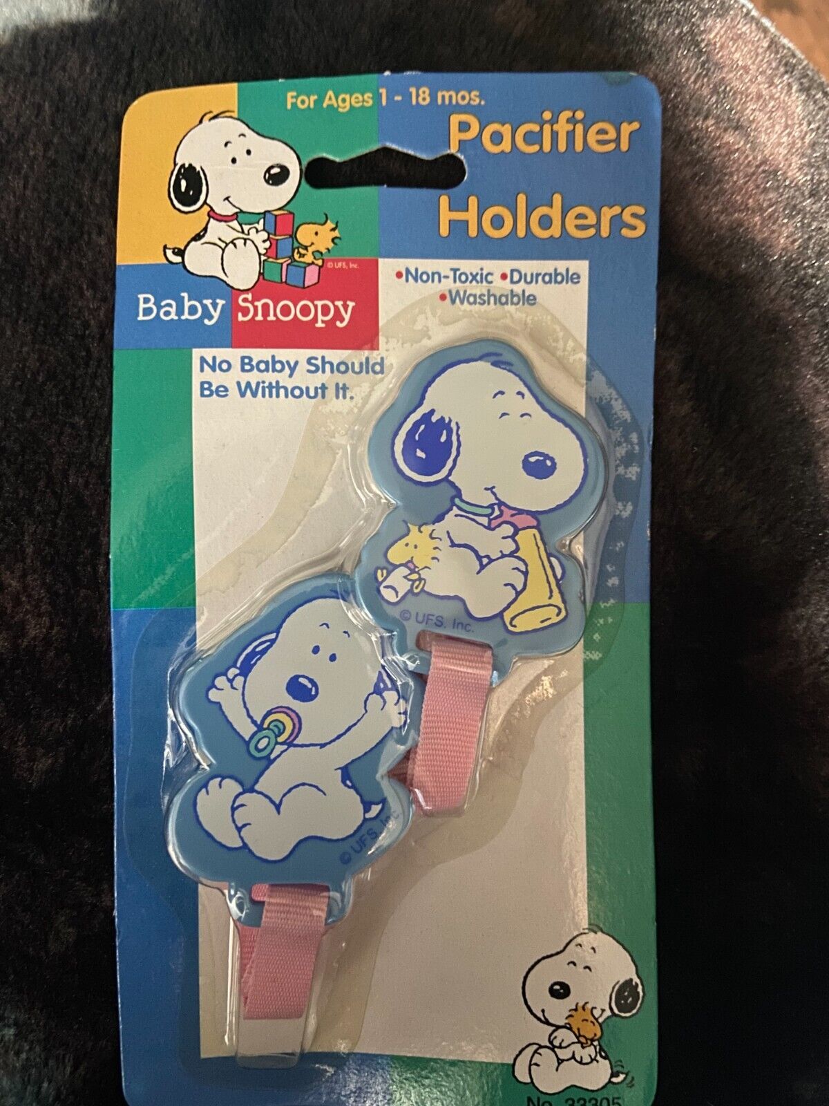 Danara Baby Snoopy 2-Pack Pacifier Holders Pink, New in the Package.
