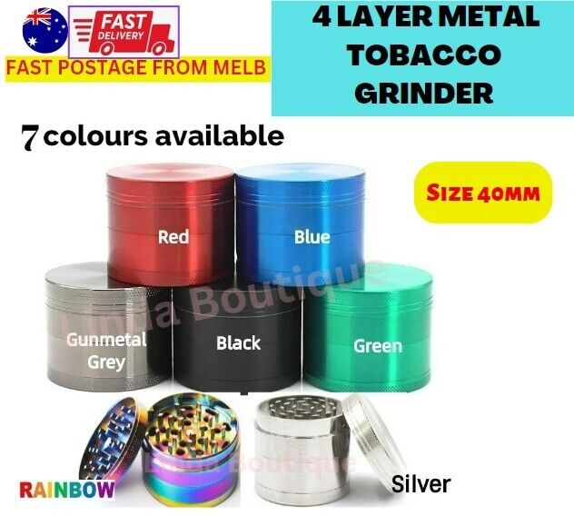 4-Layer Metal Tobacco Grinder Zinc Alloy Herb Smoke Crusher Spice Hand Muller AU