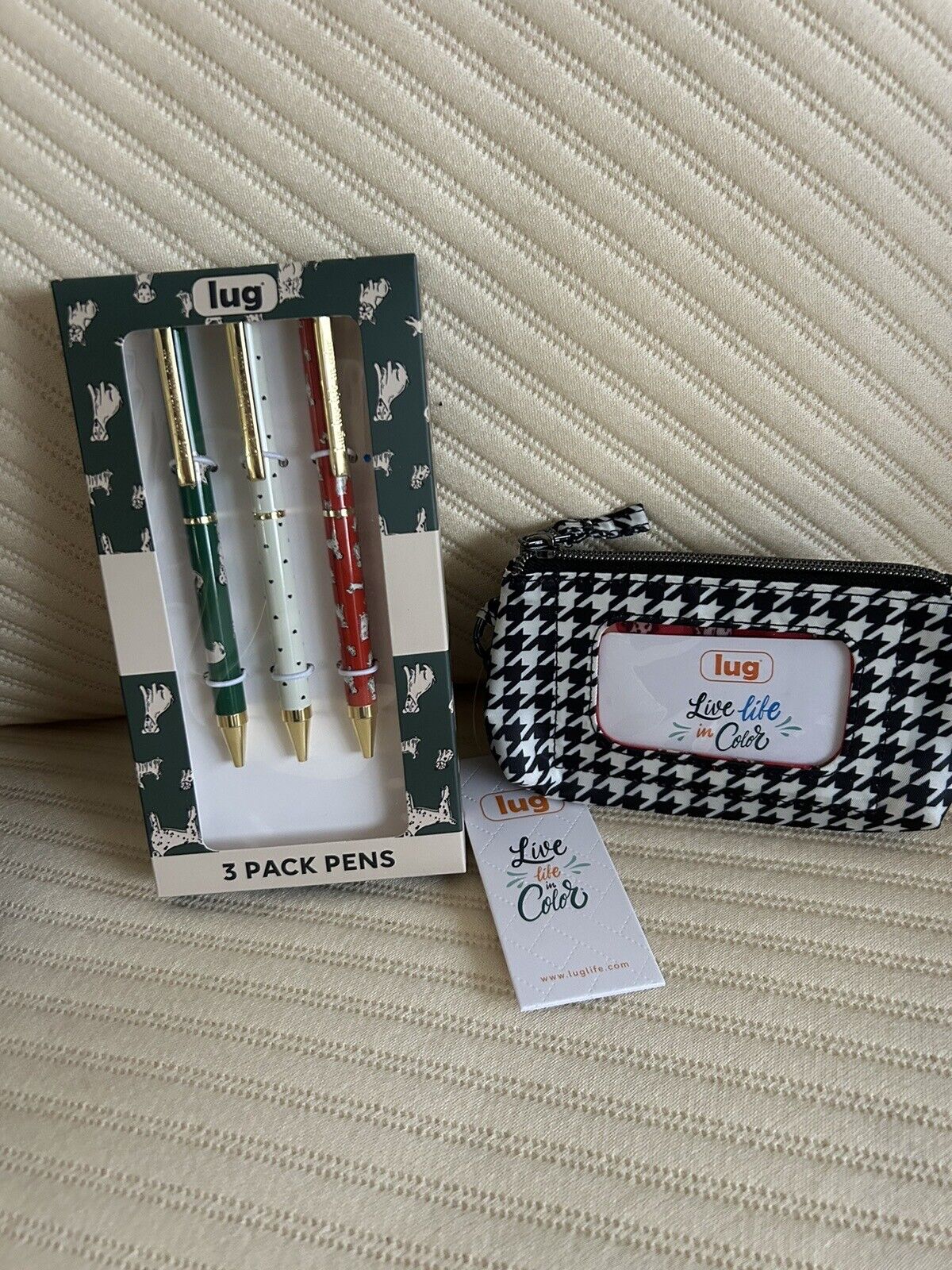 Lug custom Pen Set 3 pc set NEW in Box Plus houndstooth Metro XL - NWT