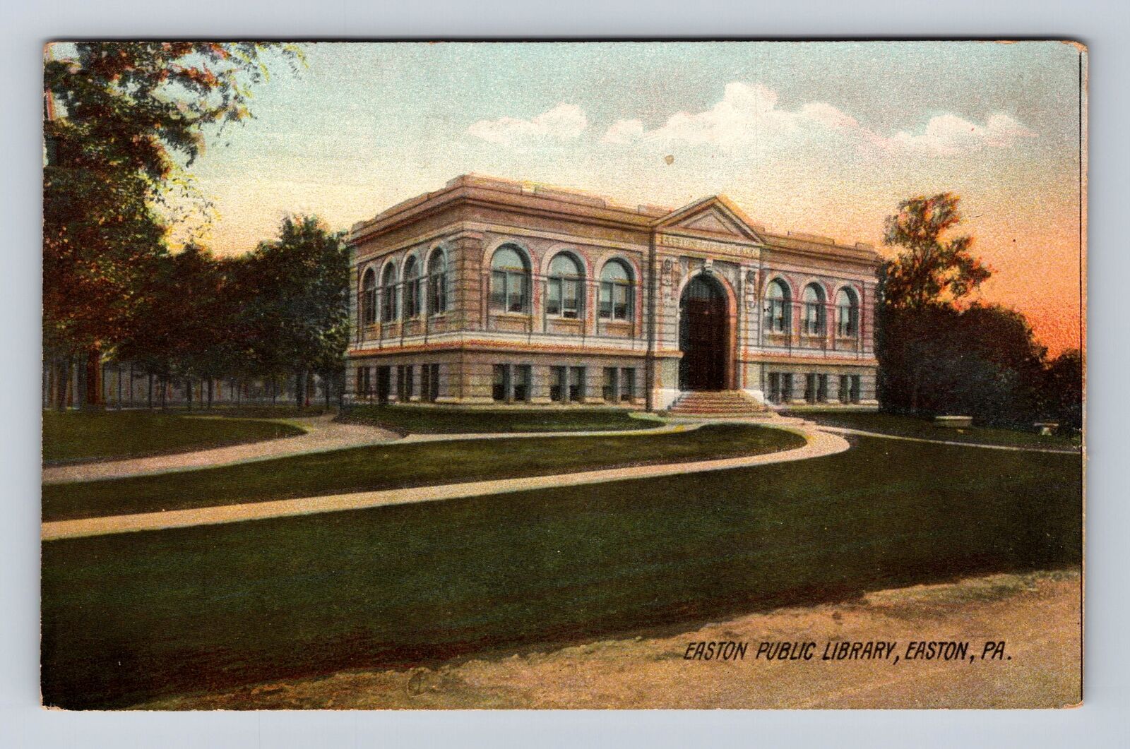 Easton PA-Pennsylvania, Easton Public Library, Antique Vintage Souvenir Postcard