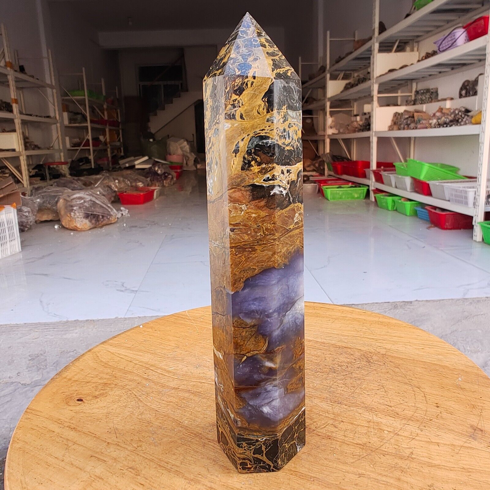 580g WOW Natural Rare Pietersite Crystal Obelisk Quartz Tower Point Healing