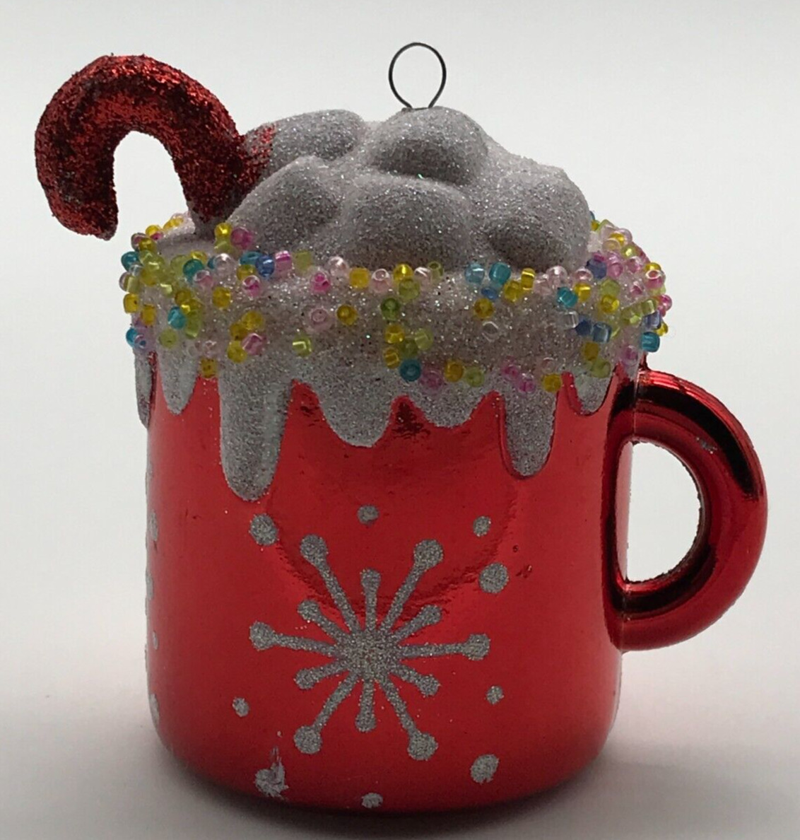 Glitter Christmas Hot Chocolate Coca Red Mug Ornament