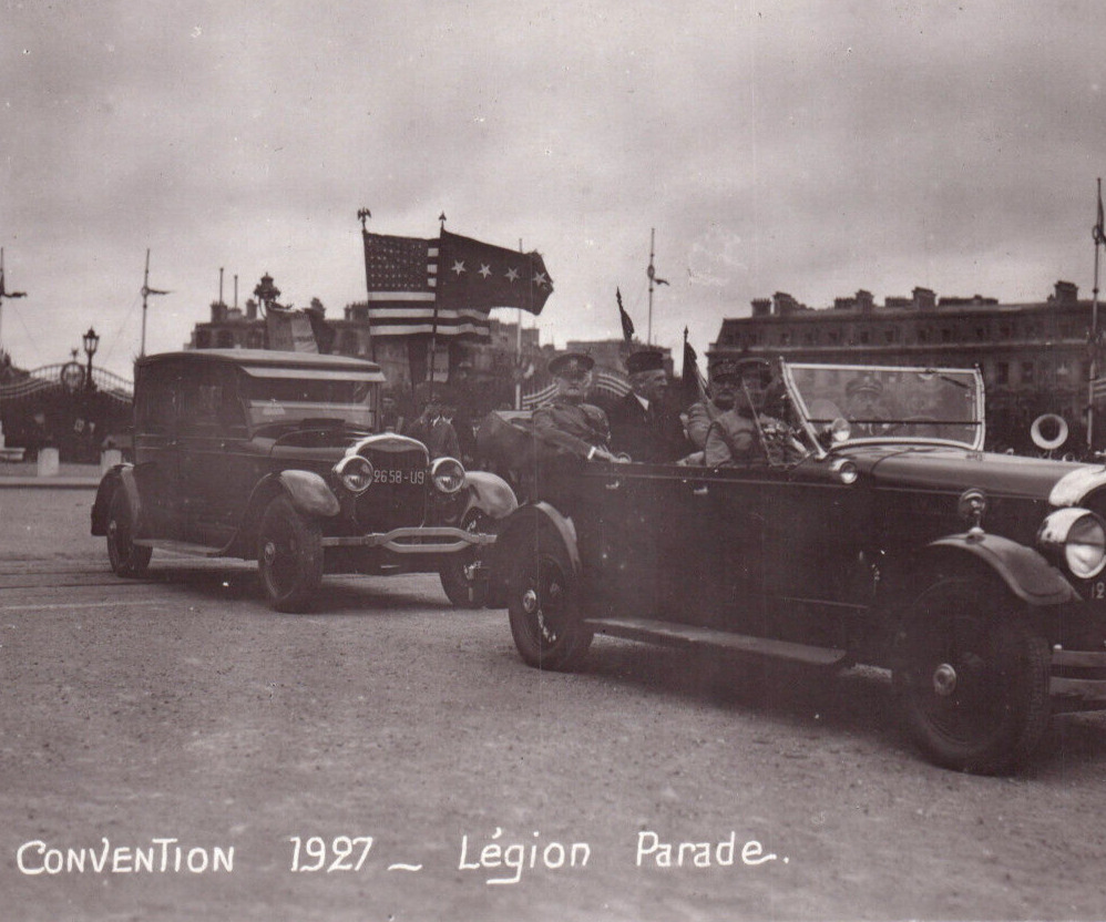 WWI General Pershing In Automobile 1927 Legion Parade Paris RPPC Postcard