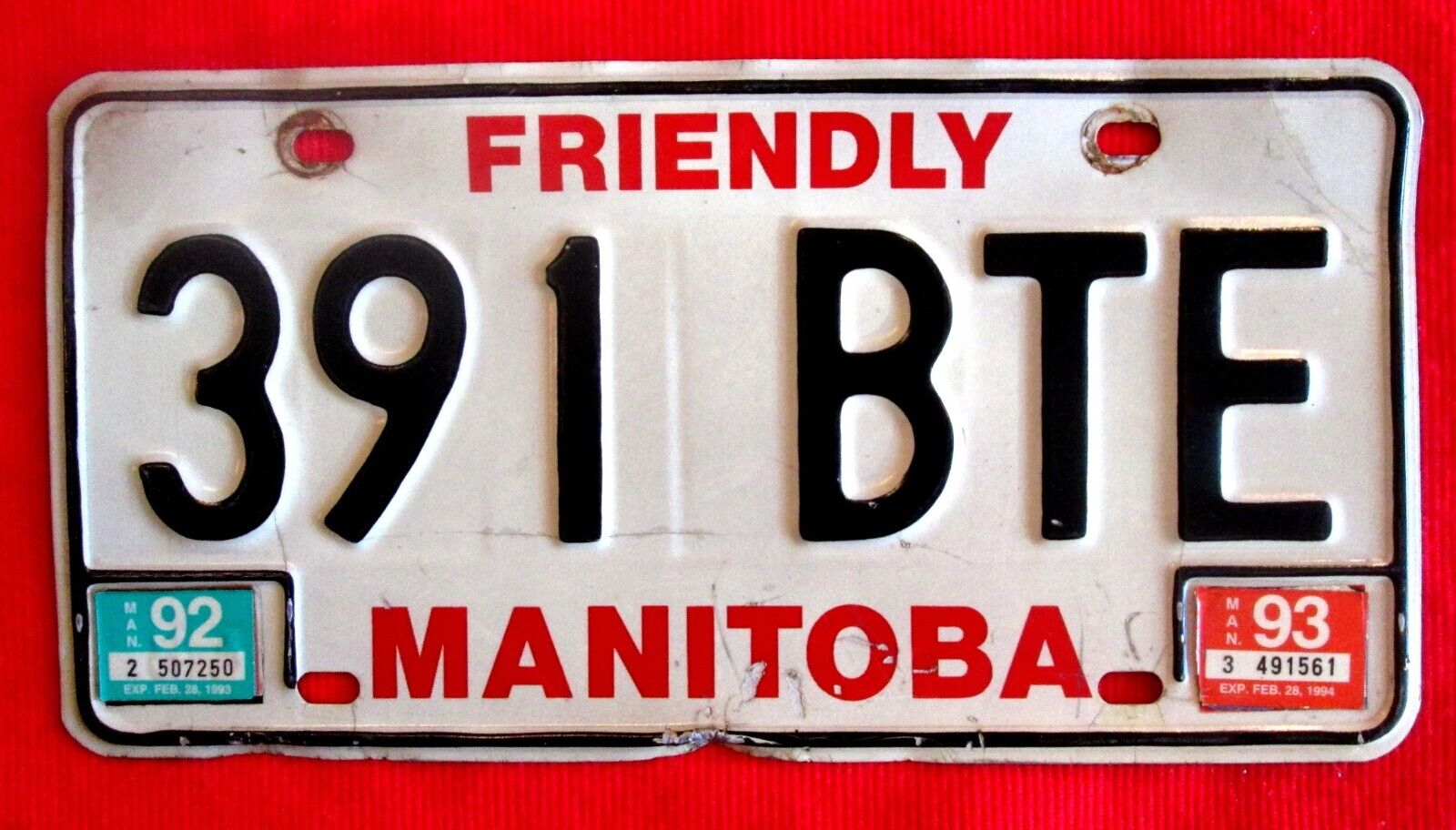 1983 Manitoba License Plate 391 BTU gprc1