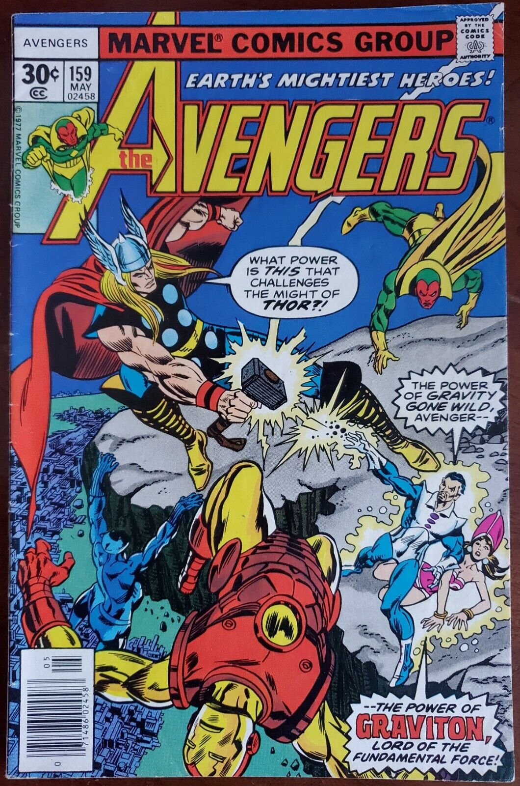 Avengers #159 FN- 5.5 (Marvel 1977) ~ 2nd Appearance of Graviton✨