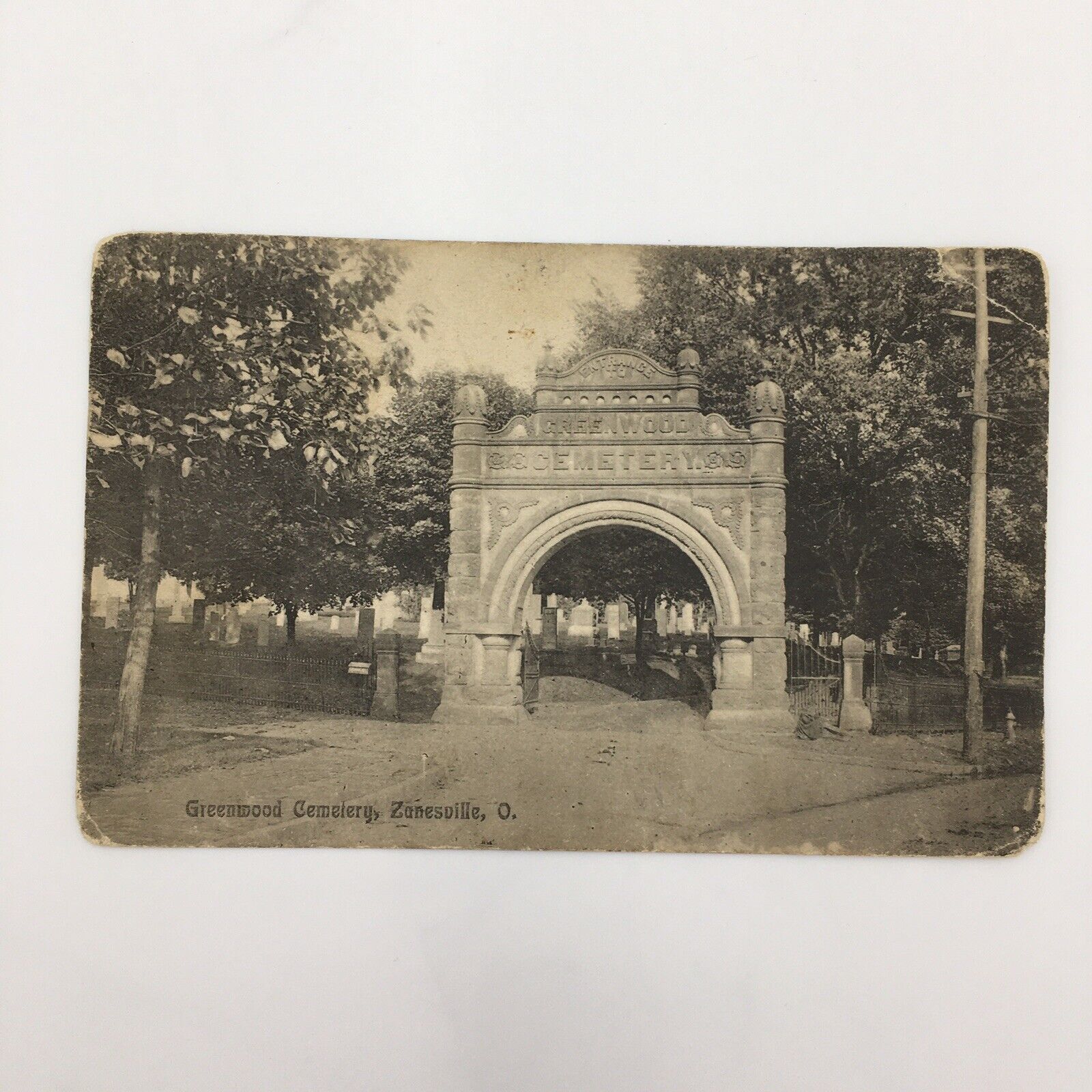 Real Photo Post Card GREENWOOD Cemetery Postmarked 1907 & Stamped Zanesville OH