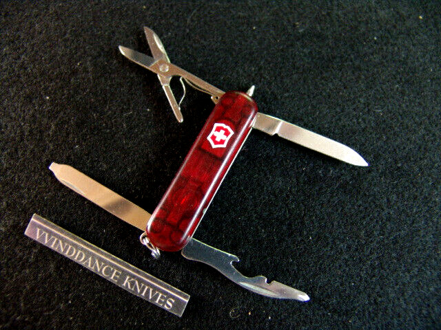 VICTORINOX MIDNIGHT MANAGER-RUBY-SWISS ARMY KNIFE--RED LED LITE-BALL POINT PEN
