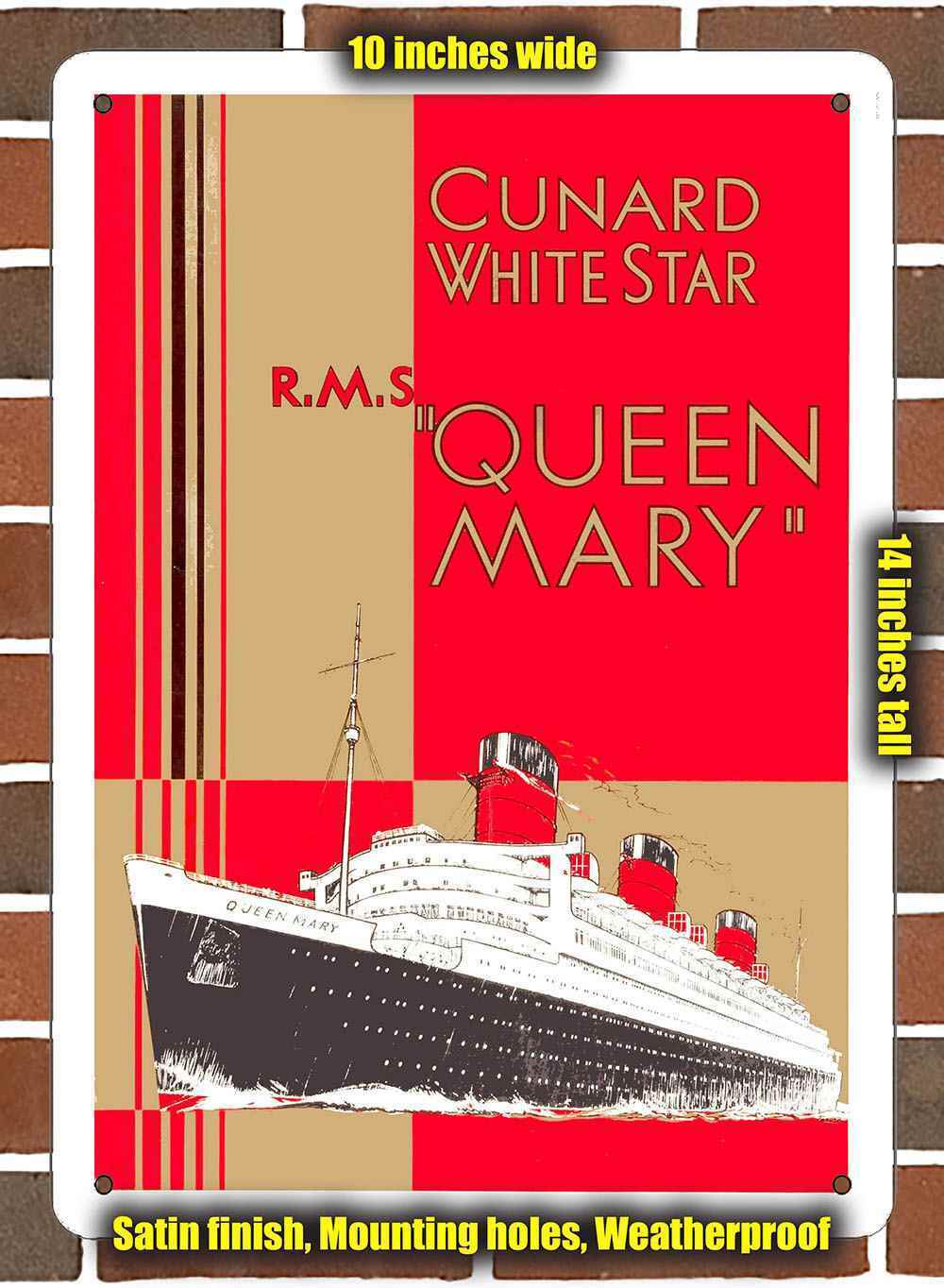 Metal Sign - 1936 Cunard White Star R.M.S. Queen Mary- 10x14 inches