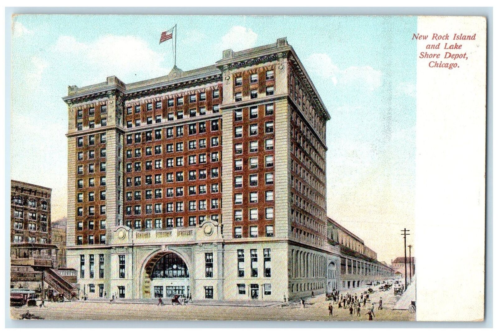 c1905\'s New Rock Island & Lake Shore Depot Building Chicago Illinois IL Postcard