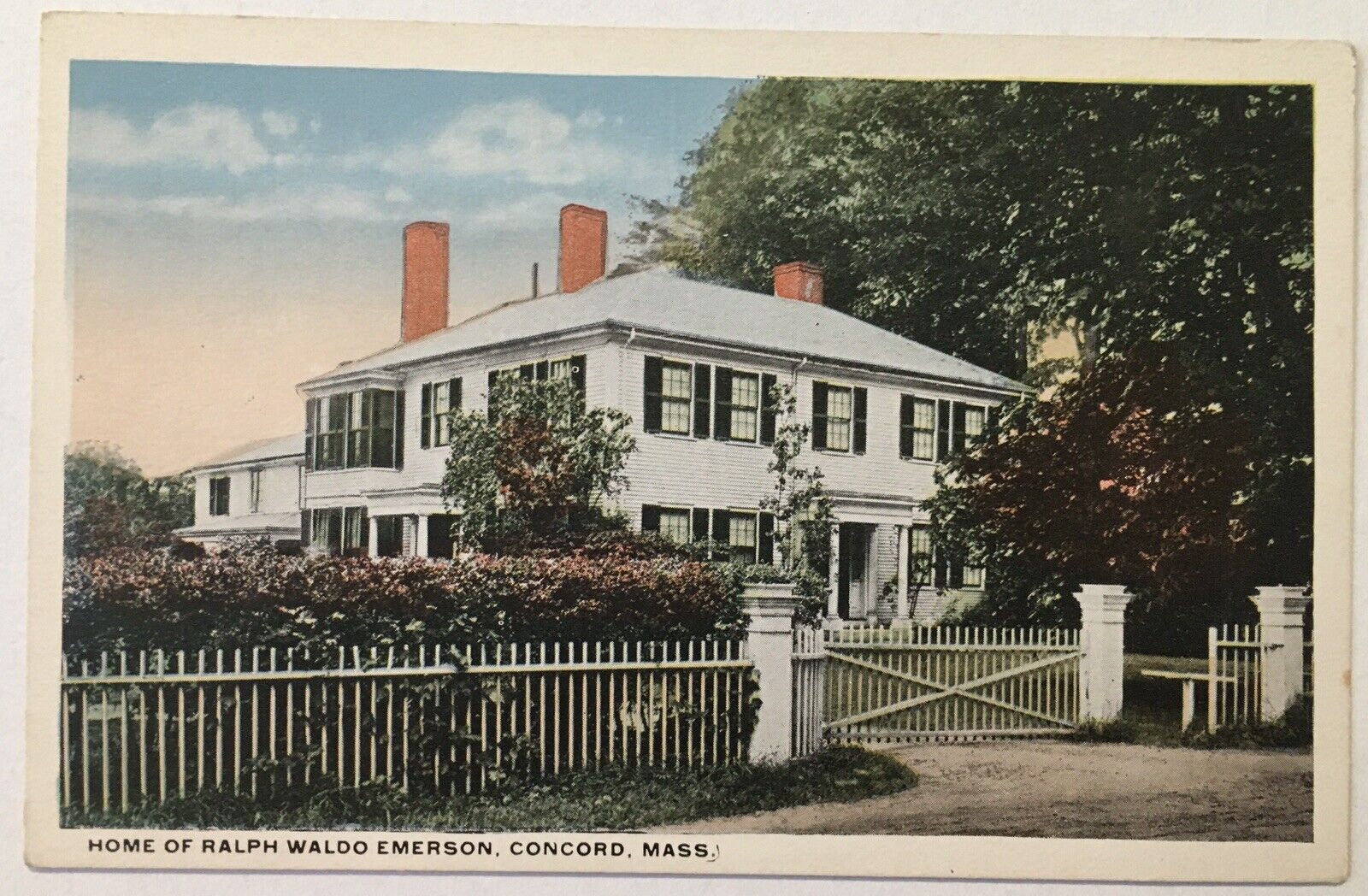 VTG Home Of Ralph Waldo Emerson Concord Massachusetts Postcard About 5 7/16x3.5”