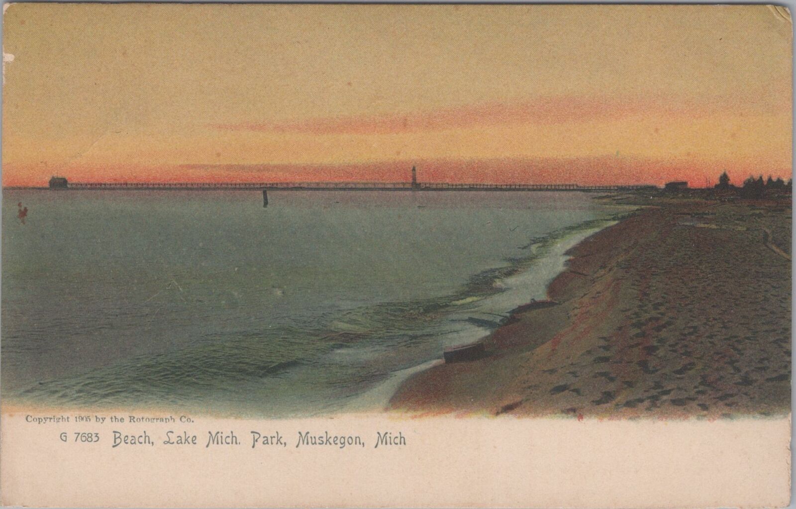 Beach at Lake Michigan Park, Muskegon Unposted The Rotograph Co. Postcard