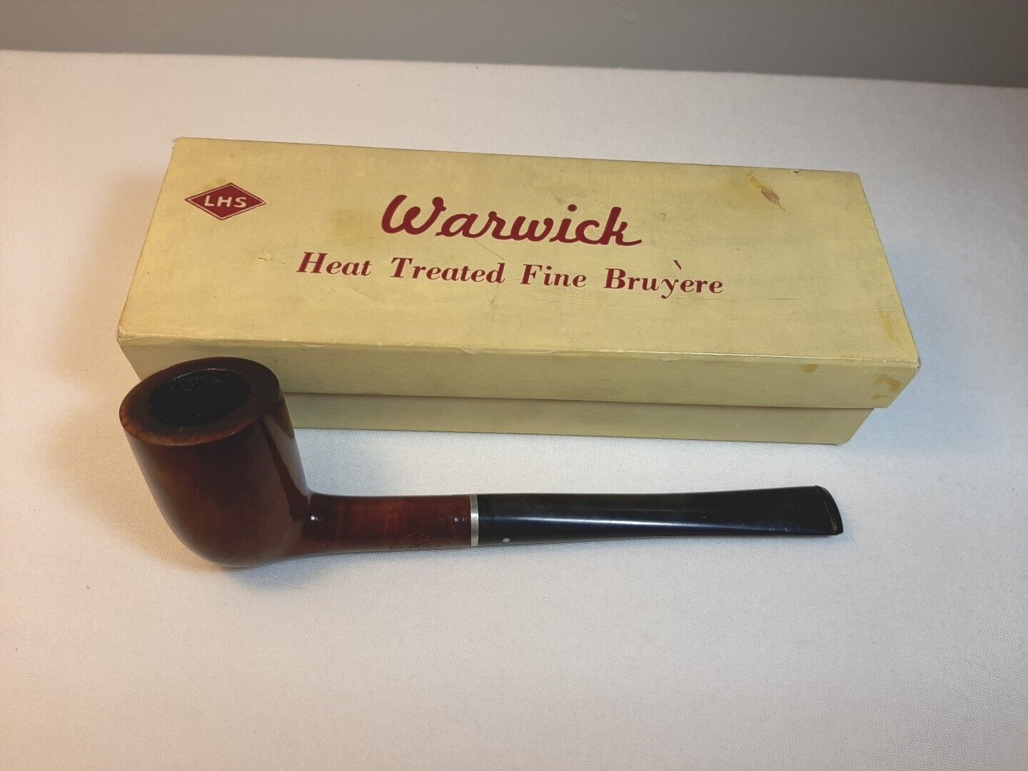 Vintage LHS Warwick Briar Tobacco Smoking Pipe No. 3, Patent Date 1933 with BOX