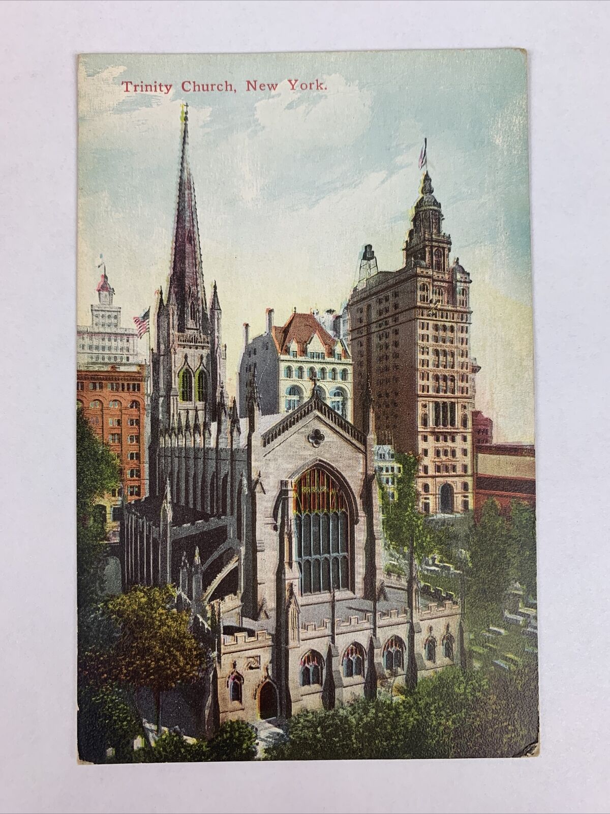 Postcard New York City NY NYC Trinity Church New York 1910s Unposted Divided