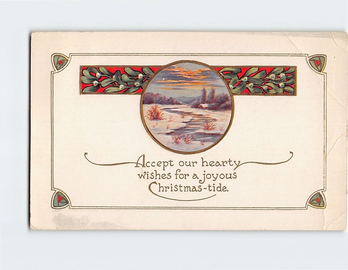 Postcard Accept out hearty wishes for a joyous Christmas-tide, Art Print
