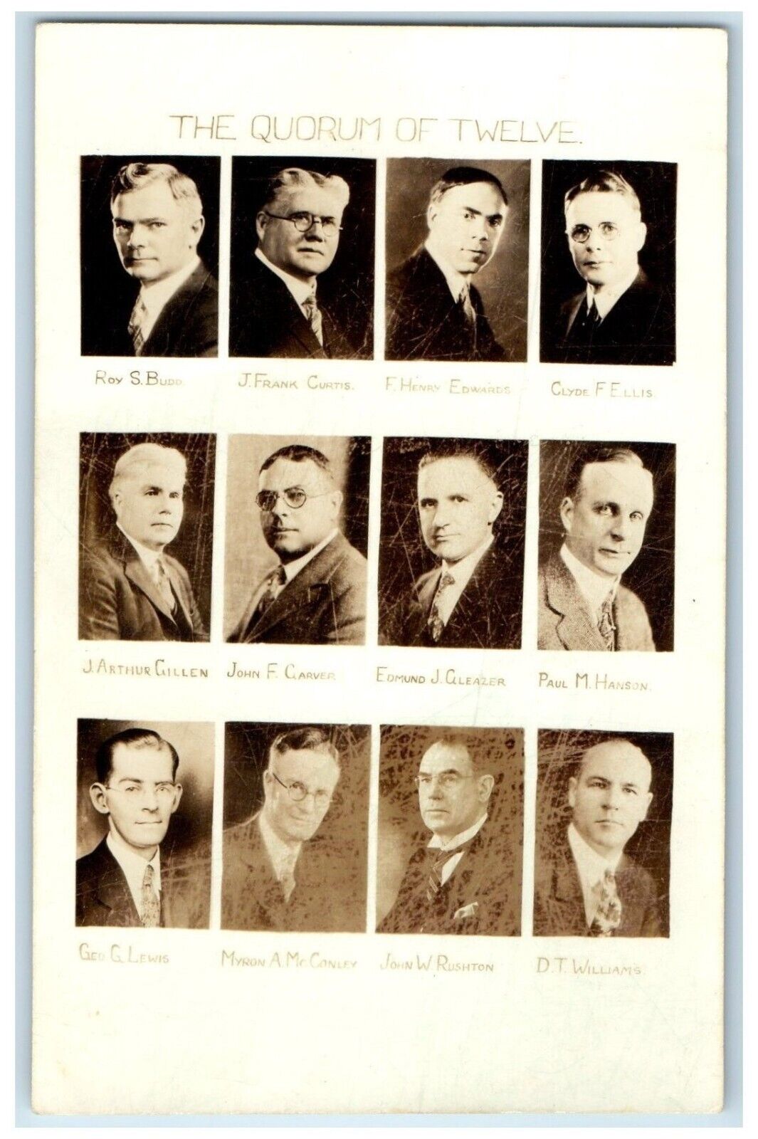 c1930\'s The Quorum Of Twelve Mormons Religious RPPC Photo Vintage Postcard