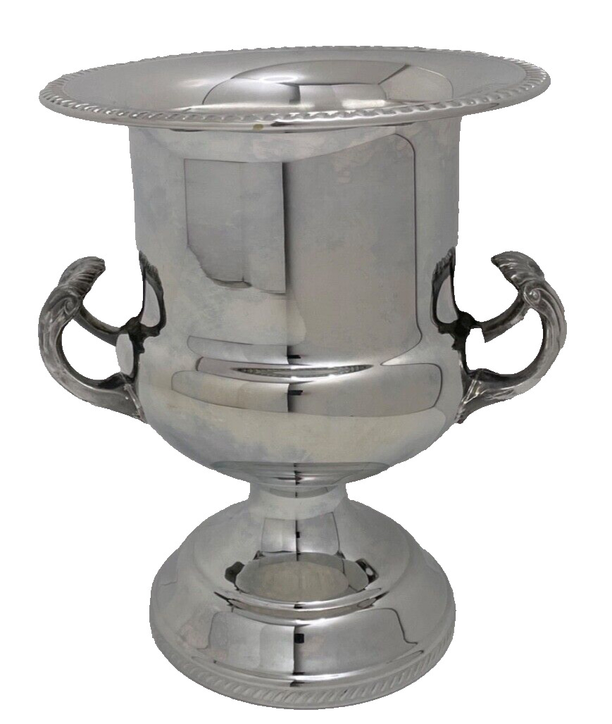 Vintage Silver-Plated Wine Chiller Champagne Cooler Twin Handles Ice Bucket Urn