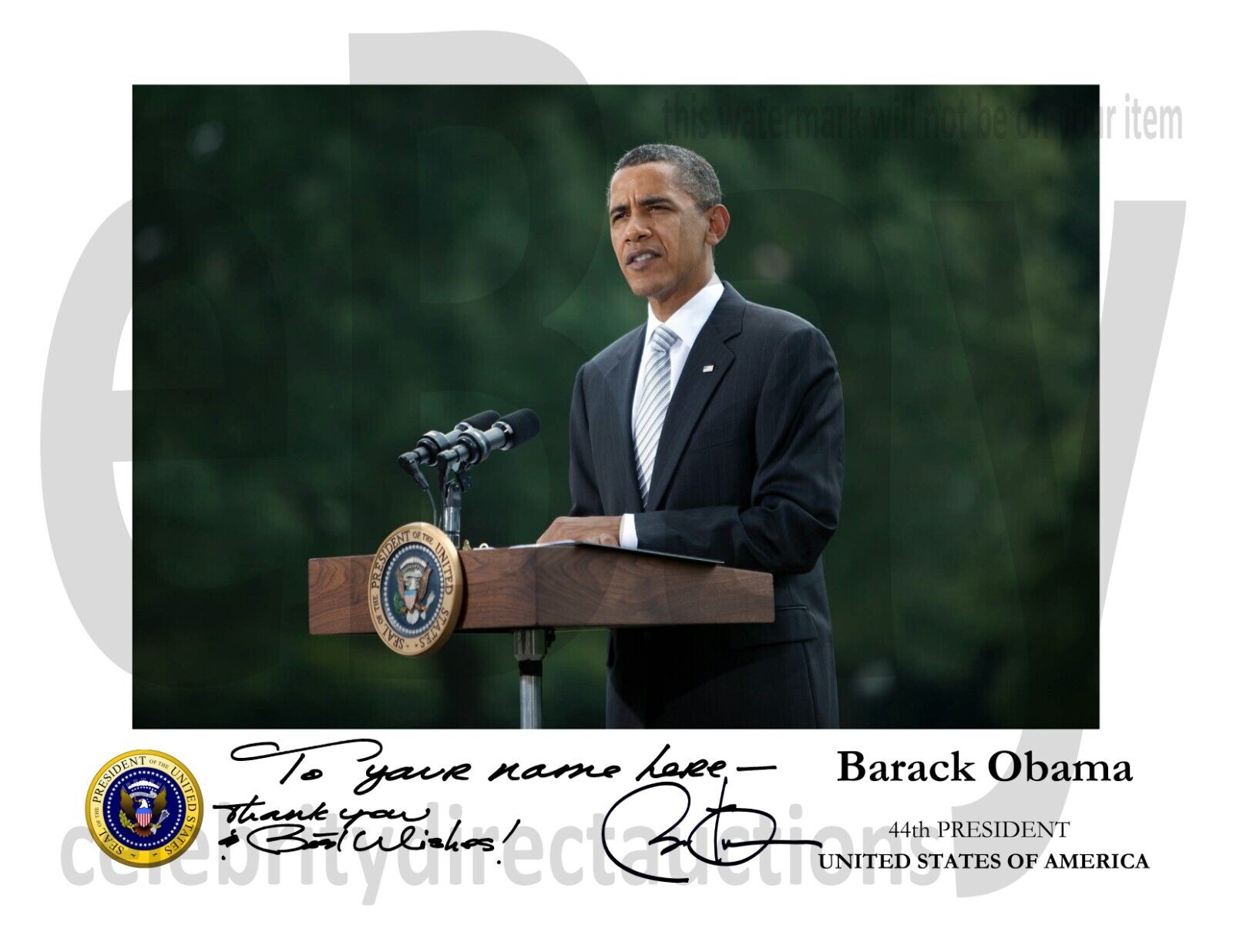PERSONALIZED President Barack Obama autographed 11x8.5 portrait photo REPRINT